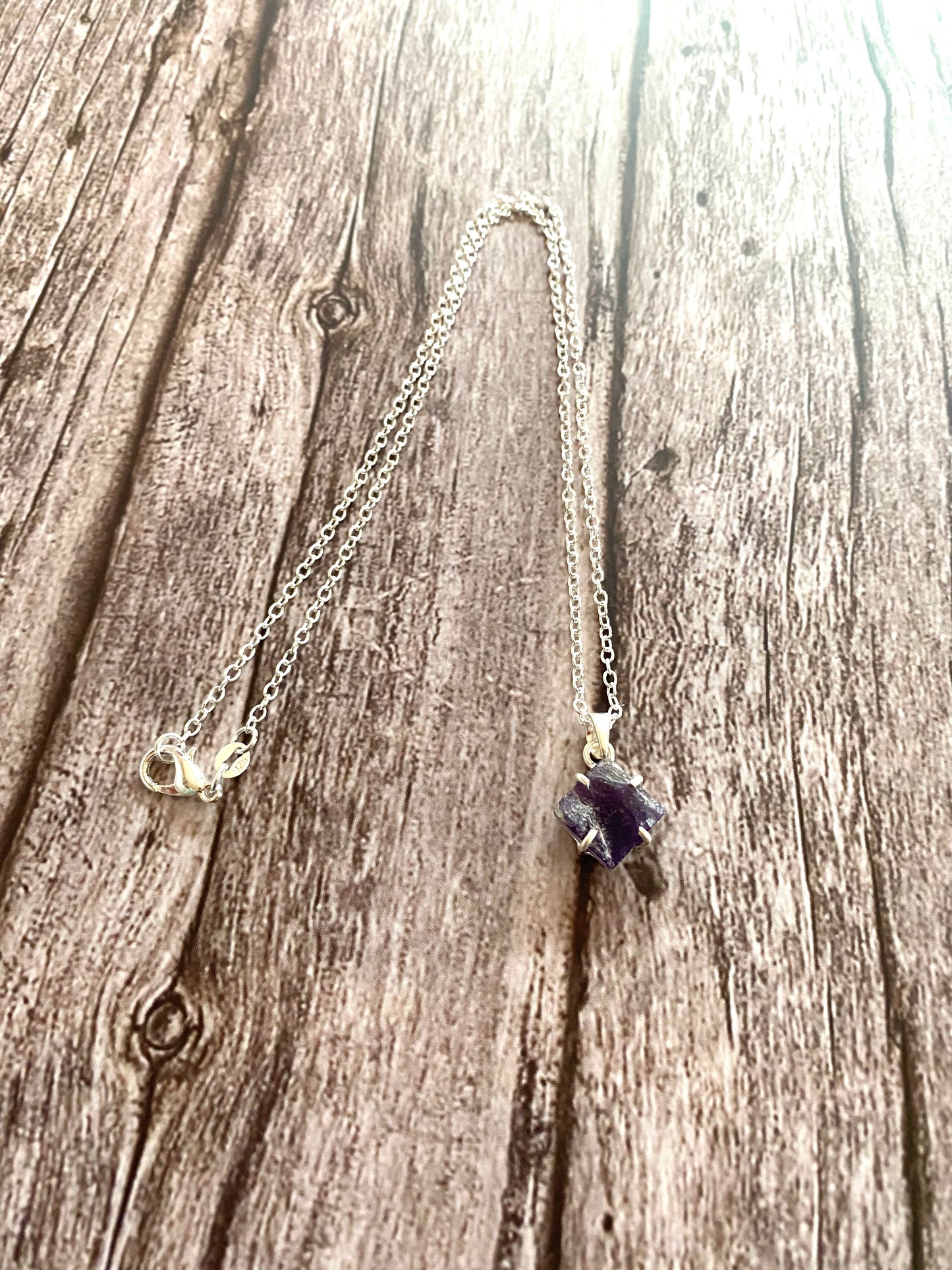 Rough Amethyst Sterling Silver Necklace