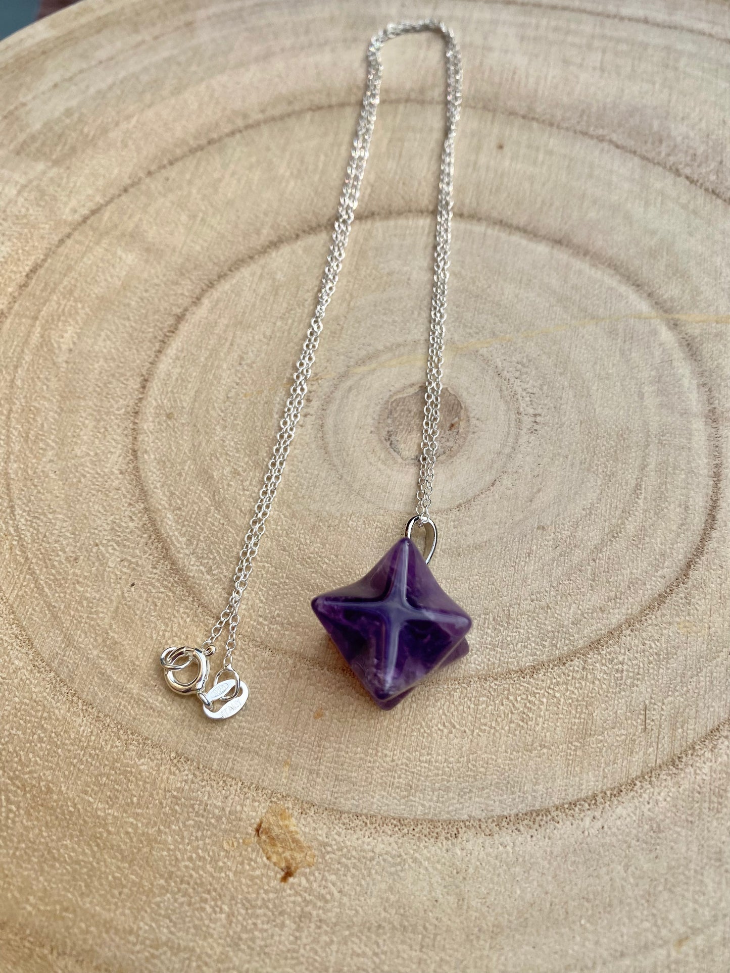 Amethyst Merkaba Sterling Silver Necklace