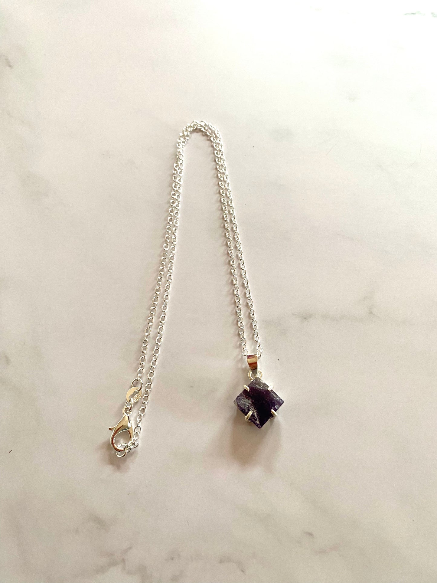 Rough Amethyst Sterling Silver Necklace