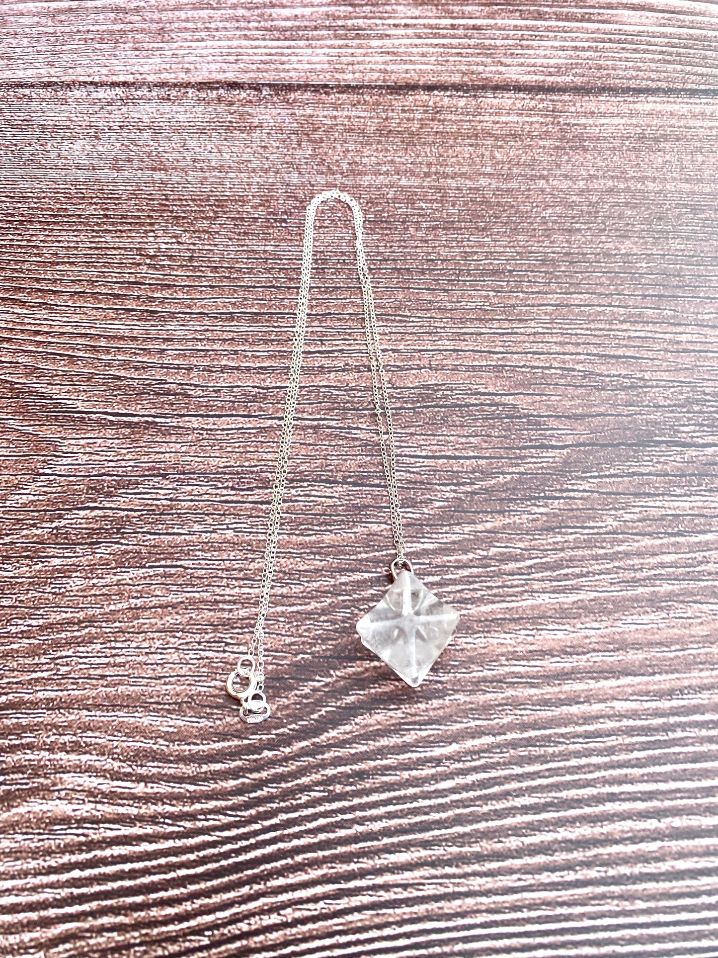 Clear Quartz Merkaba Pendant Sterling Silver Necklace