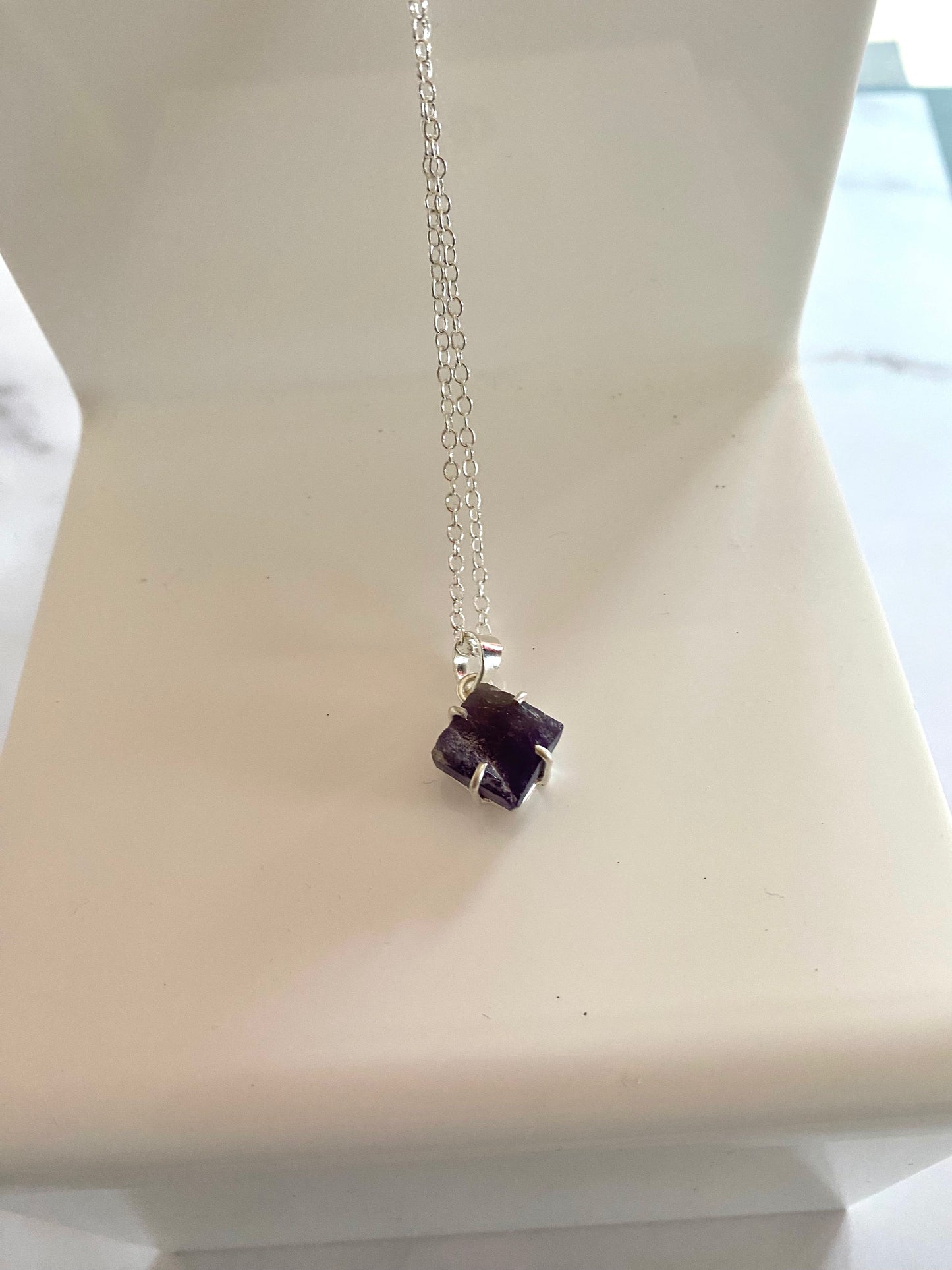 Rough Amethyst Sterling Silver Necklace