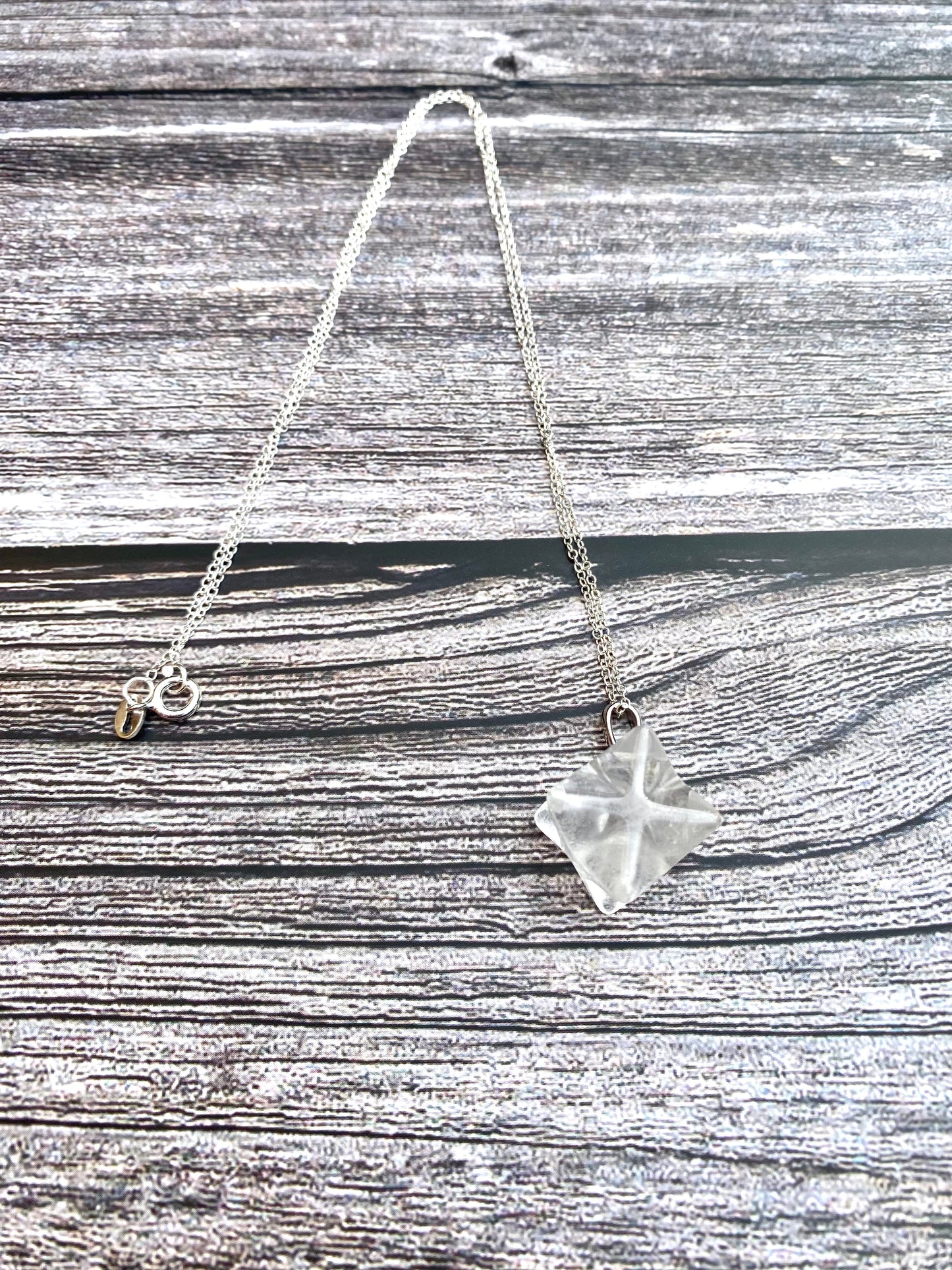 Clear Quartz Merkaba Pendant Sterling Silver Necklace