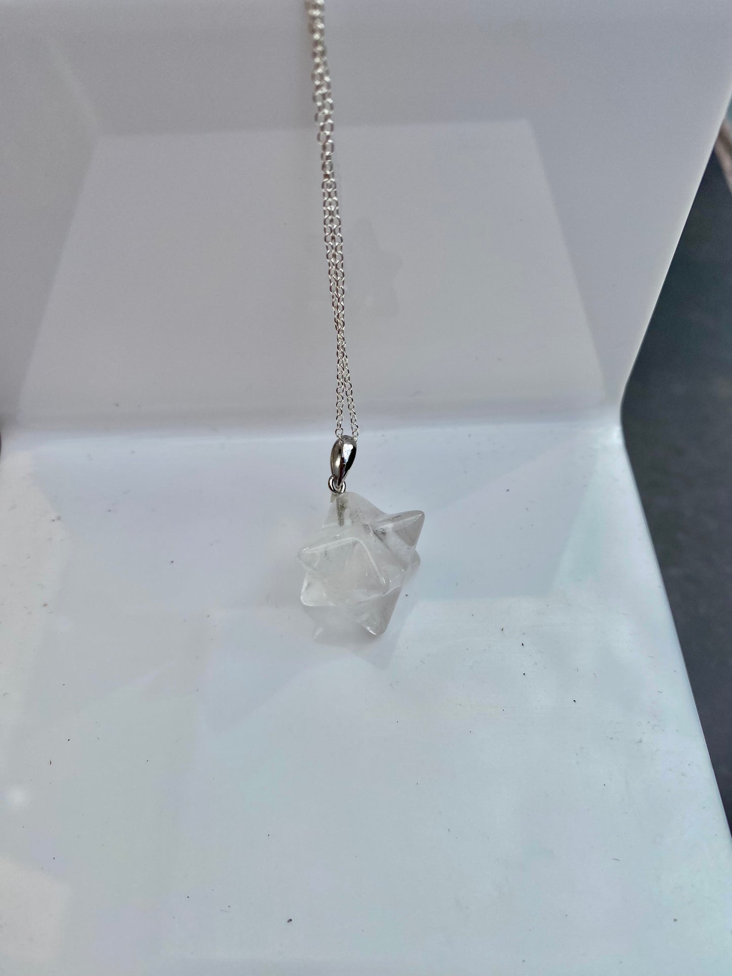 Clear Quartz Merkaba Pendant Sterling Silver Necklace