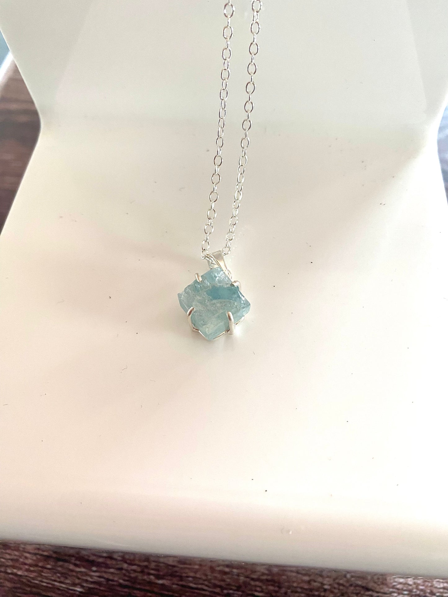 Rough Aquamarine Sterling Silver Necklace