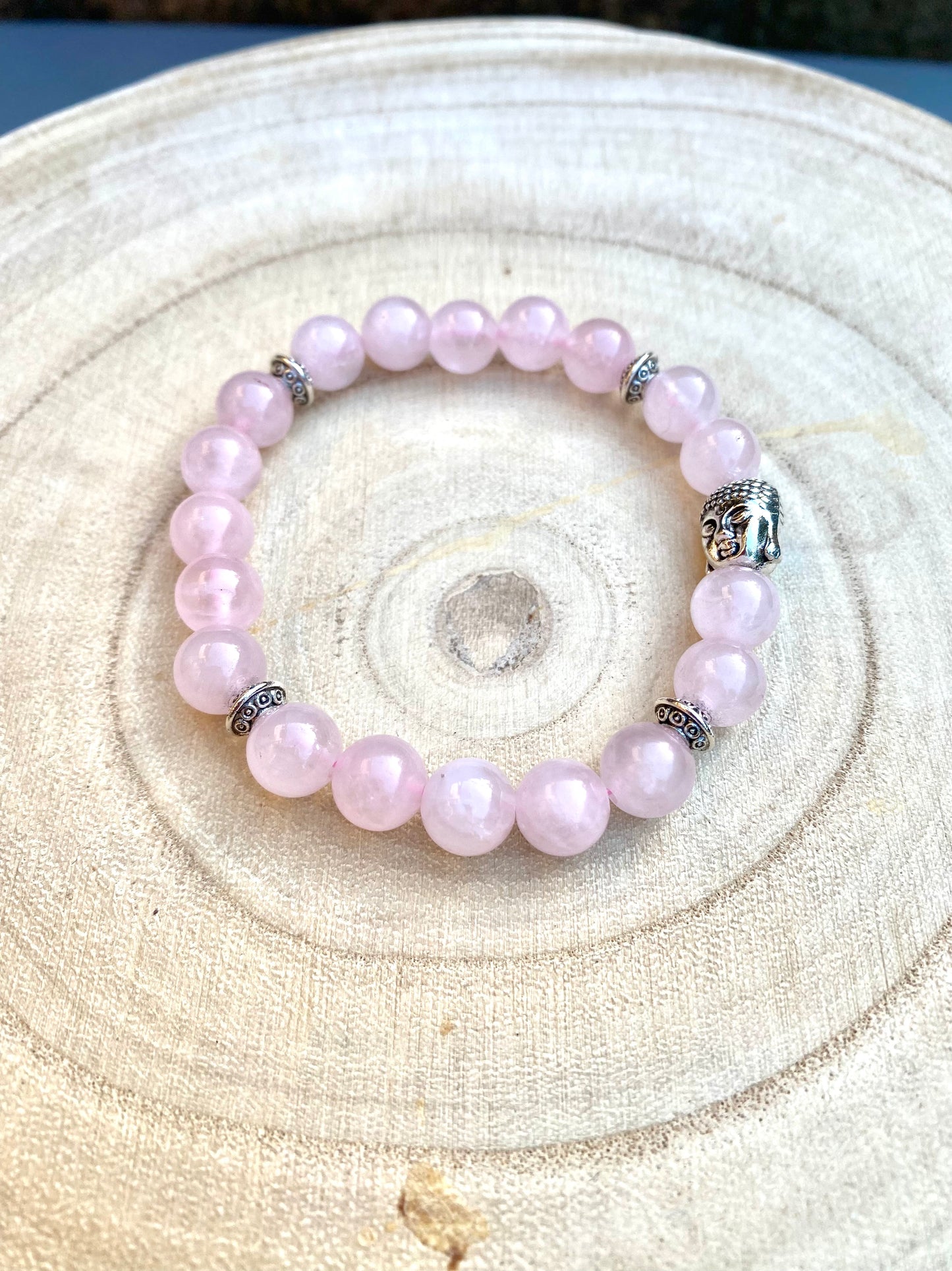 Rose Quartz Stretchy Bracelet with Buddha Bead