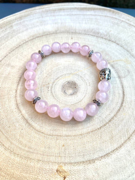 Rose Quartz Stretchy Bracelet with Buddha Bead