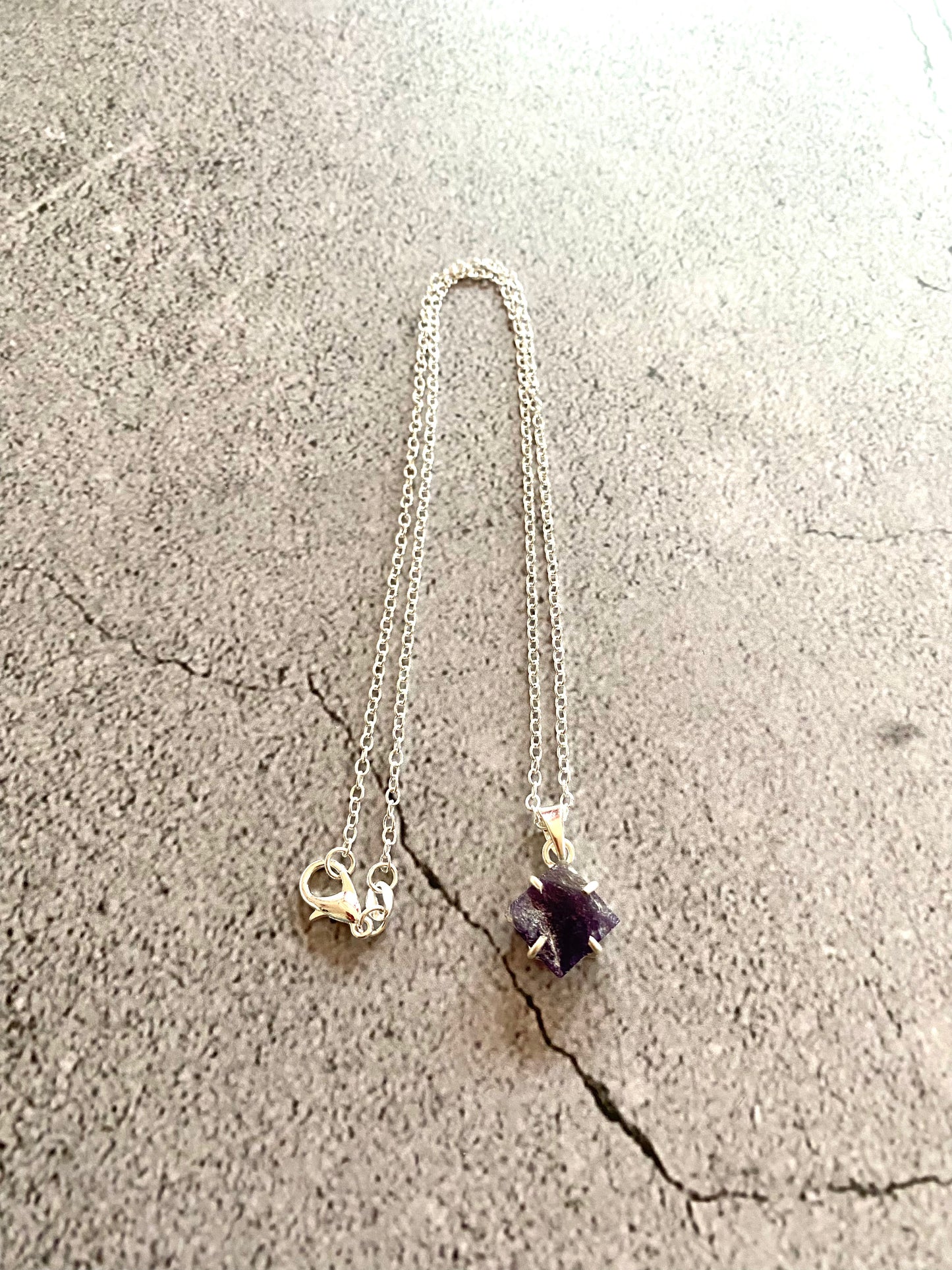 Rough Amethyst Sterling Silver Necklace