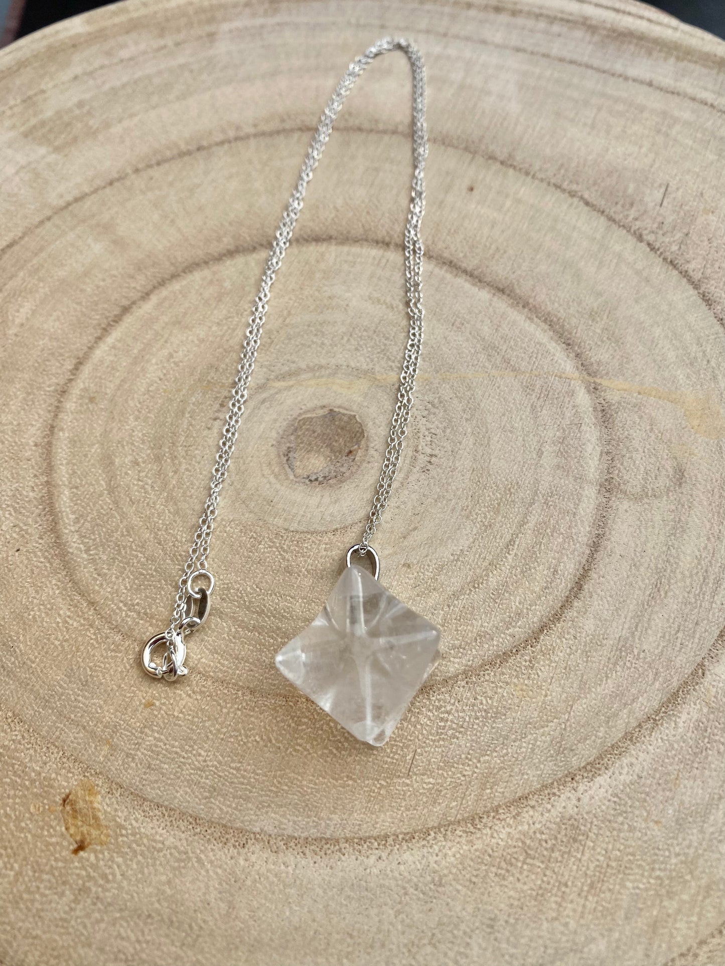 Clear Quartz Merkaba Pendant Sterling Silver Necklace