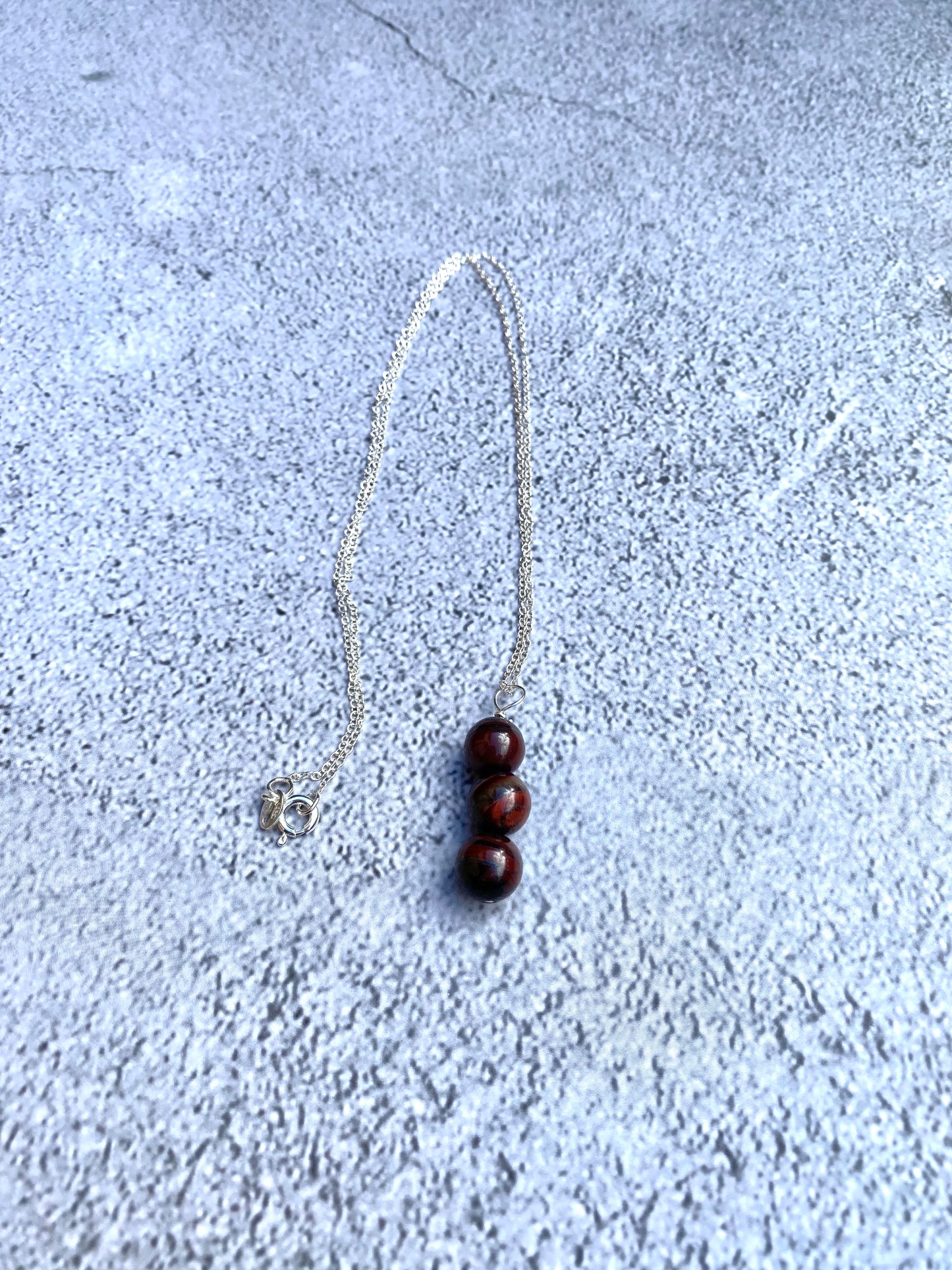 Red Tigers Eye Sterling Silver Necklace