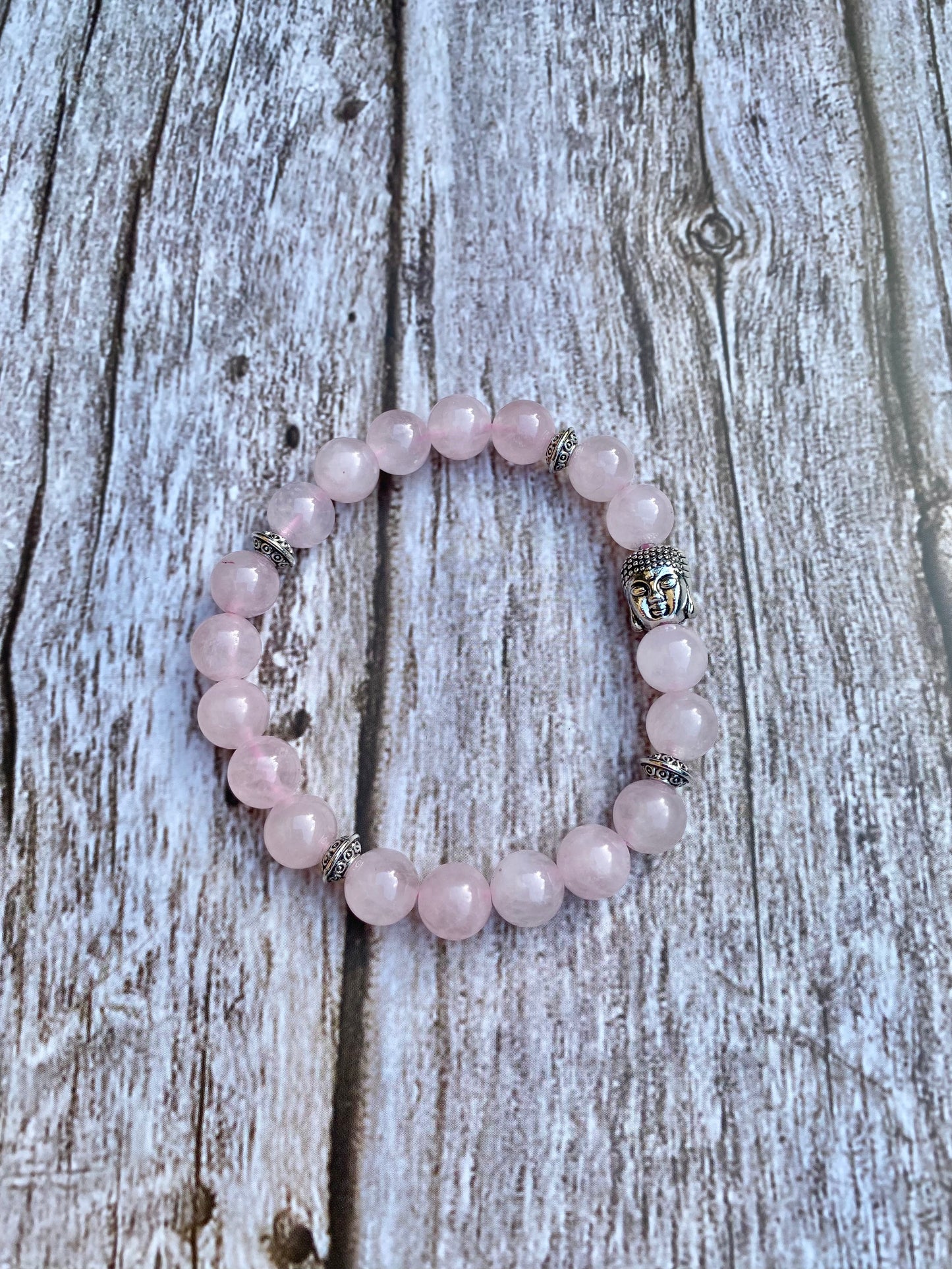 Rose Quartz Stretchy Bracelet with Buddha Bead