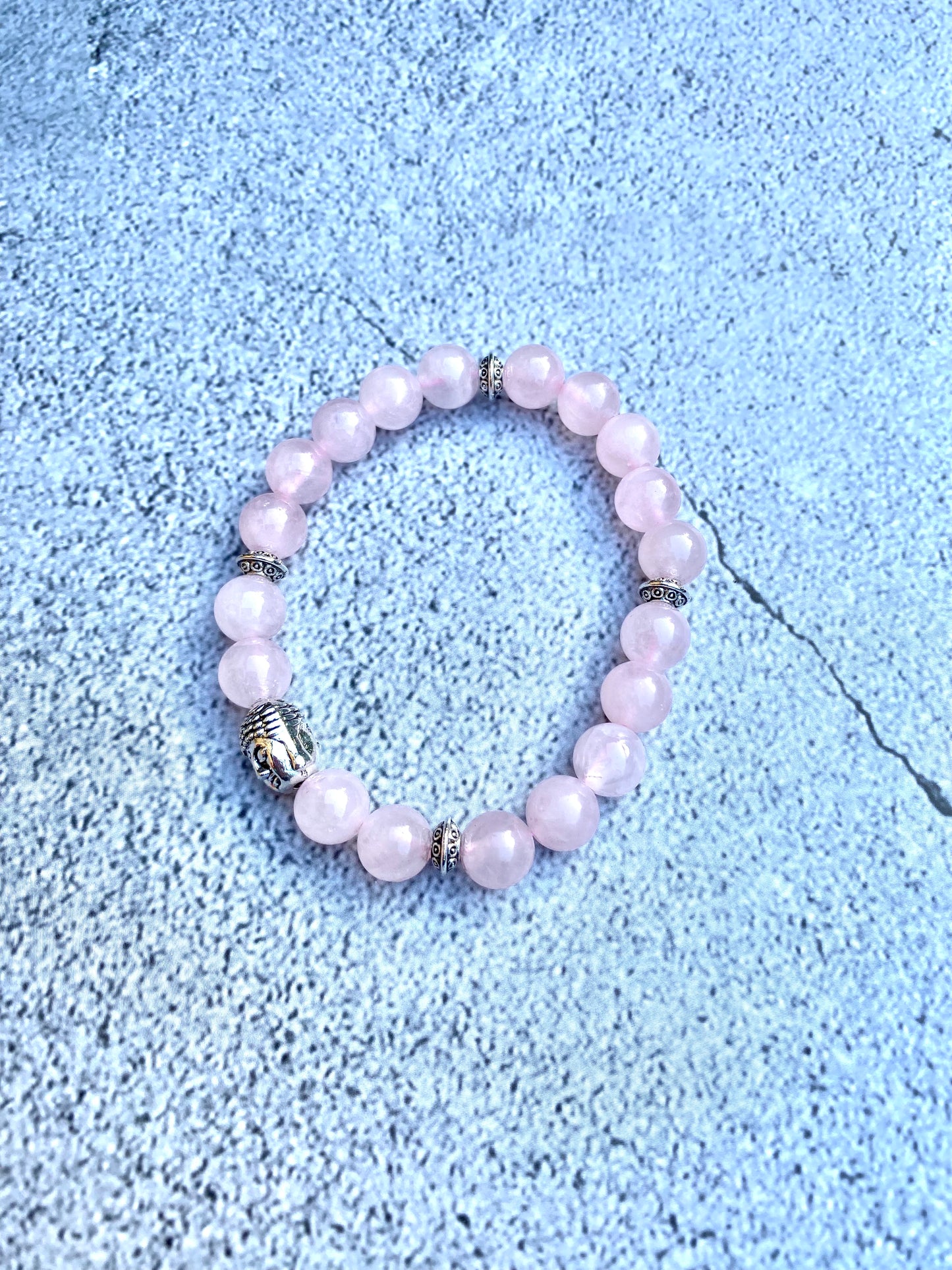 Rose Quartz Stretchy Bracelet with Buddha Bead