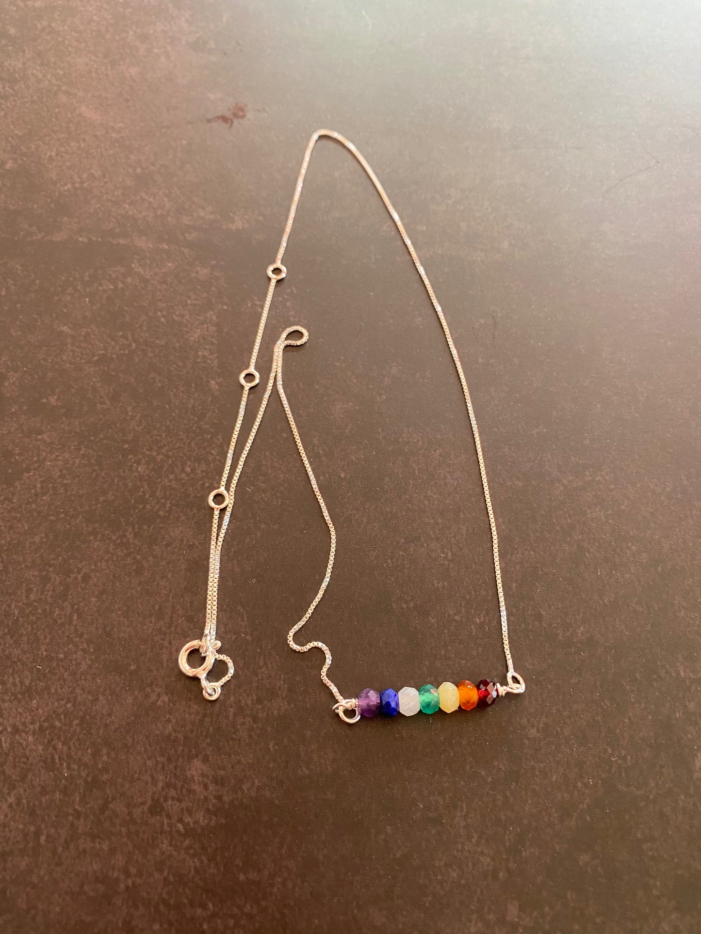 Chakra Gemstone Sterling Silver Necklace