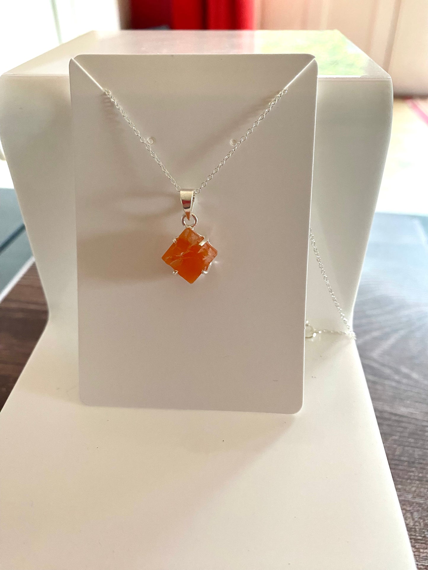 Rough Carnelian Sterling Silver Necklace