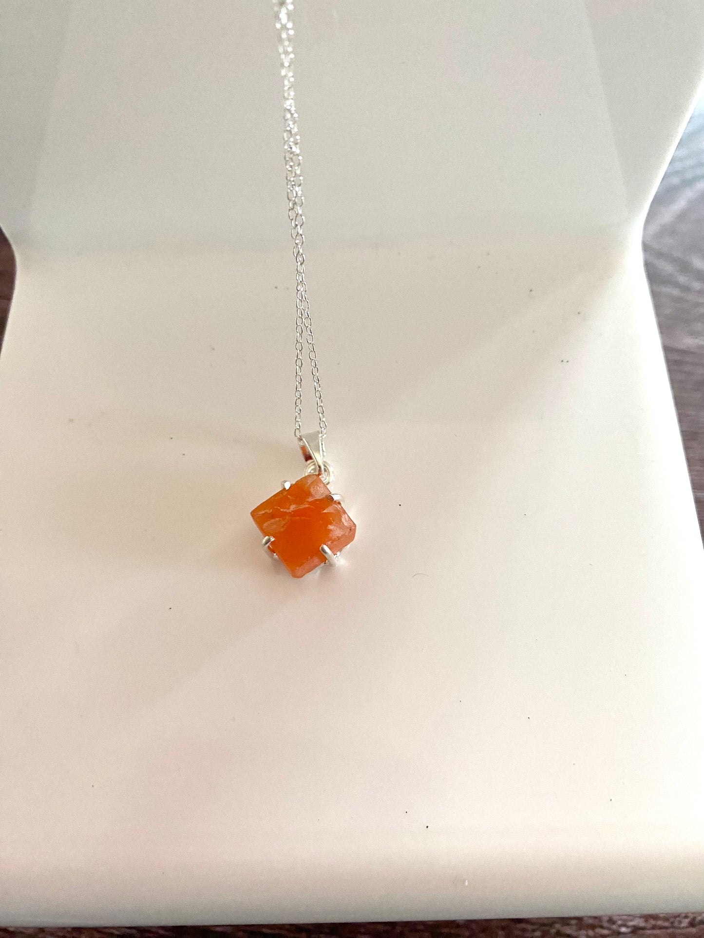 Rough Carnelian Sterling Silver Necklace