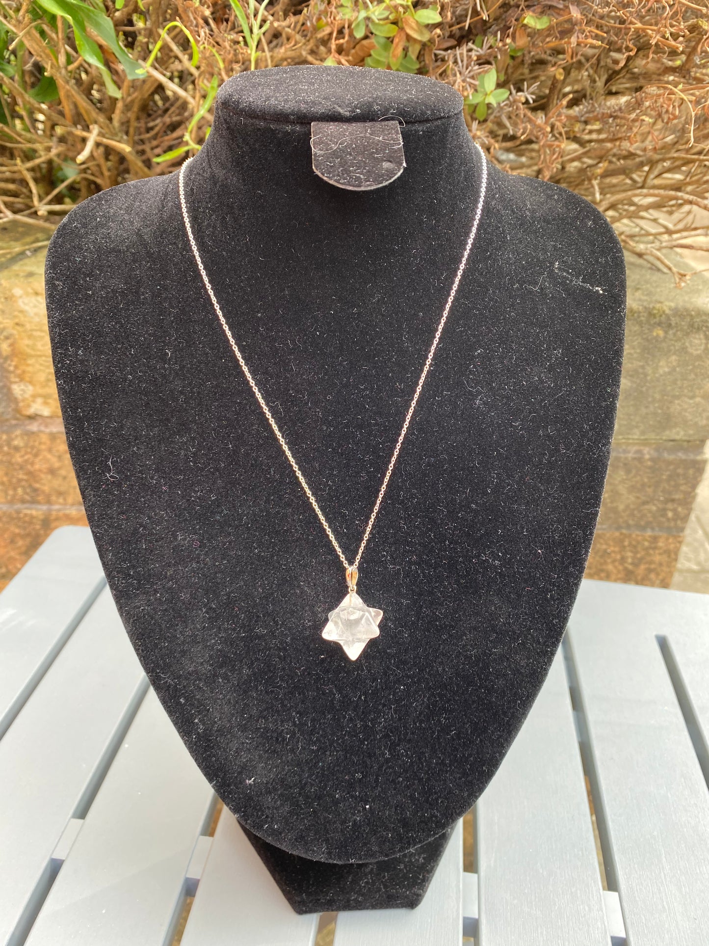 Clear Quartz Merkaba Pendant Sterling Silver Necklace