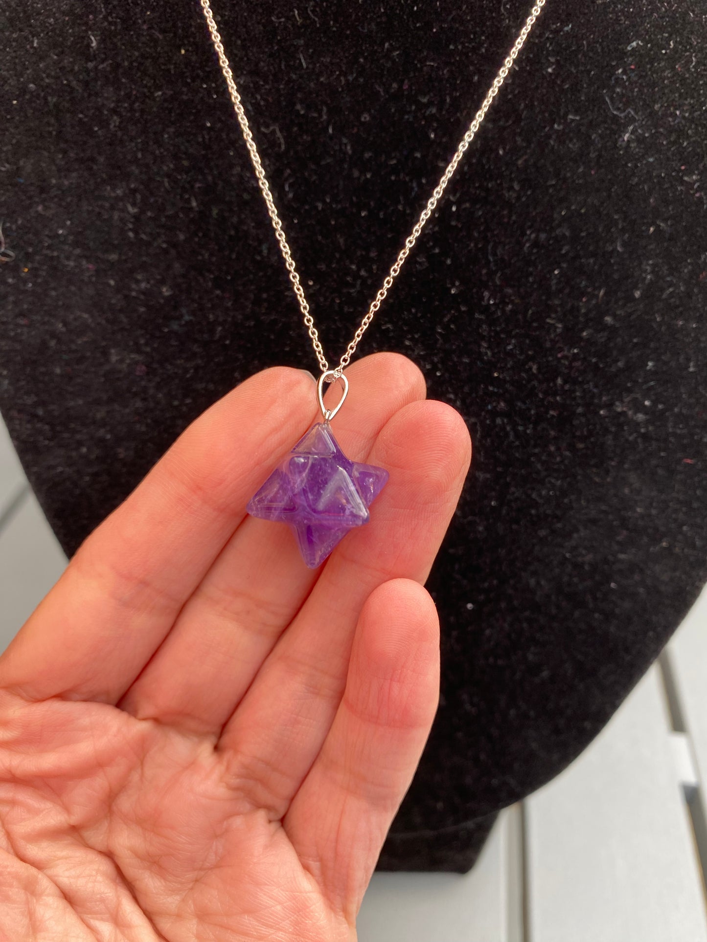 Amethyst Merkaba Sterling Silver Necklace