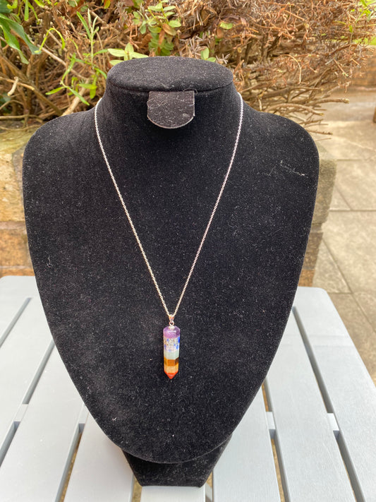 Chakra gemstone point sterling silver necklace