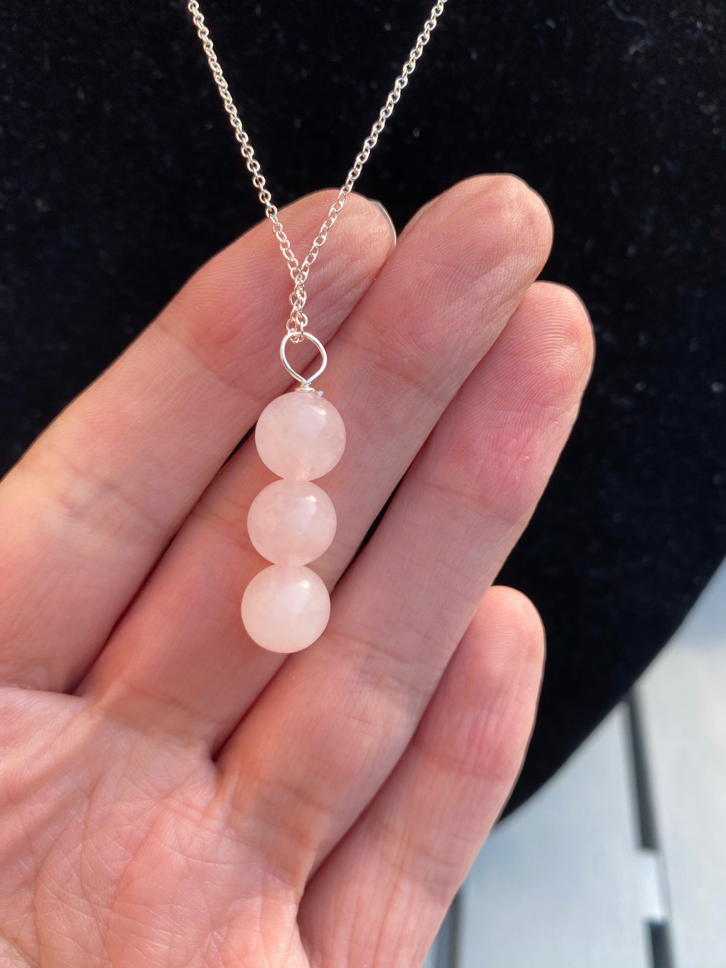 Rose Quartz Sterling Silver Necklace