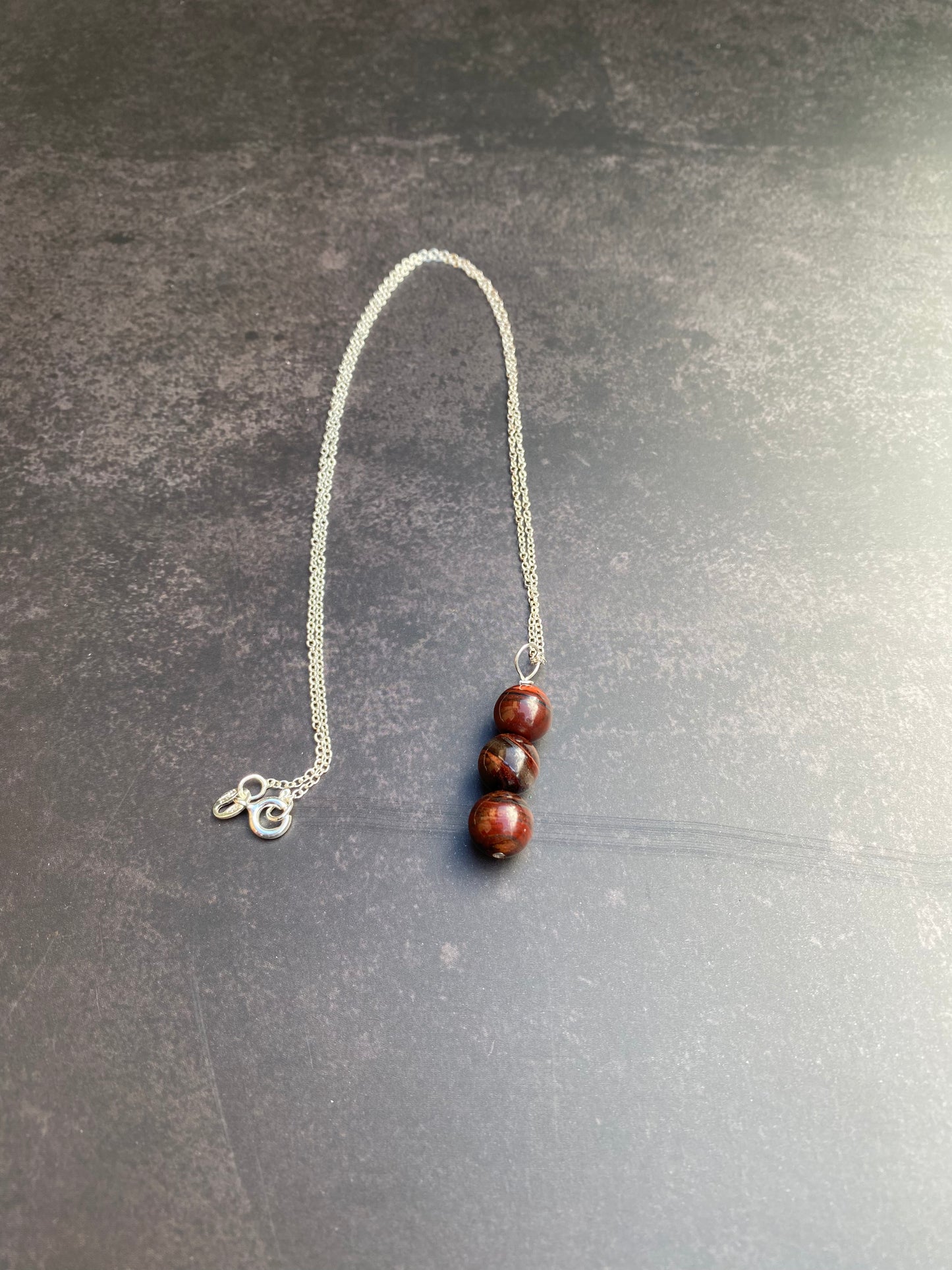 Red Tigers Eye Sterling Silver Necklace