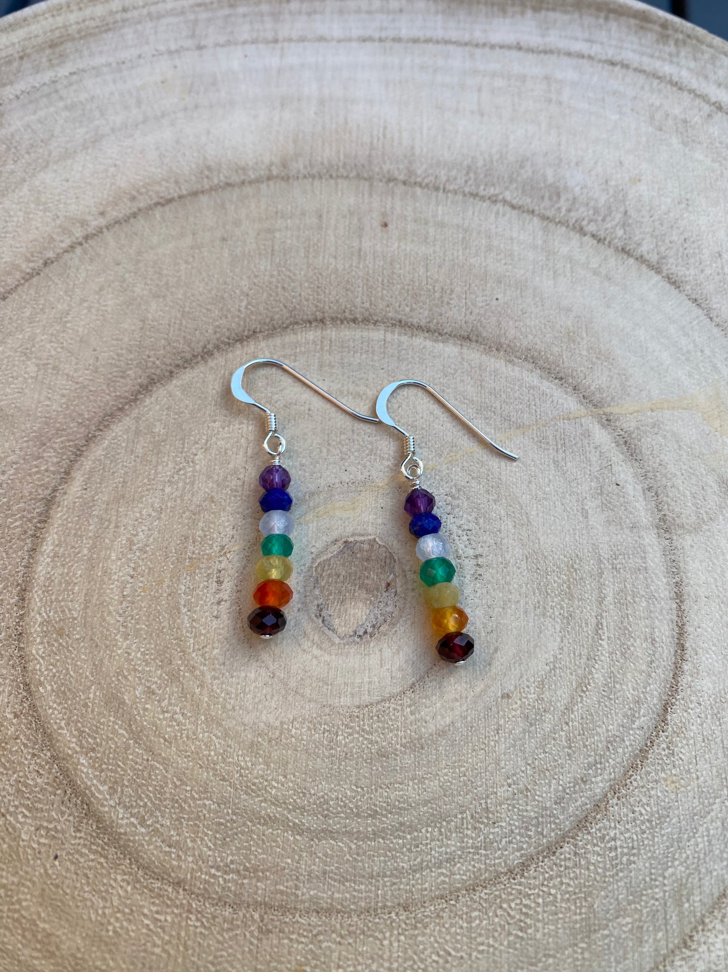 Chakra Gemstone Sterling Silver Earrings