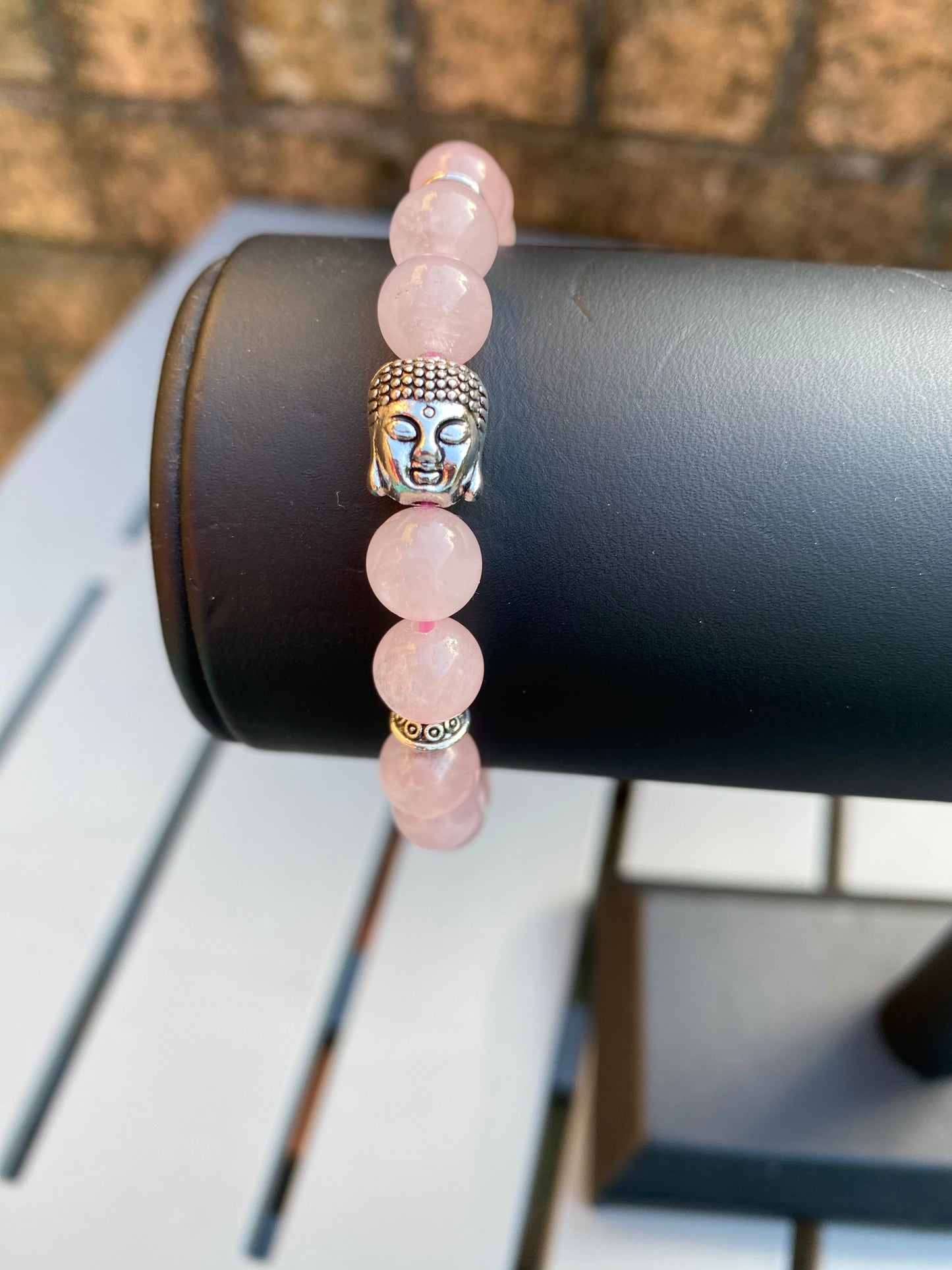 Rose Quartz Stretchy Bracelet with Buddha Bead