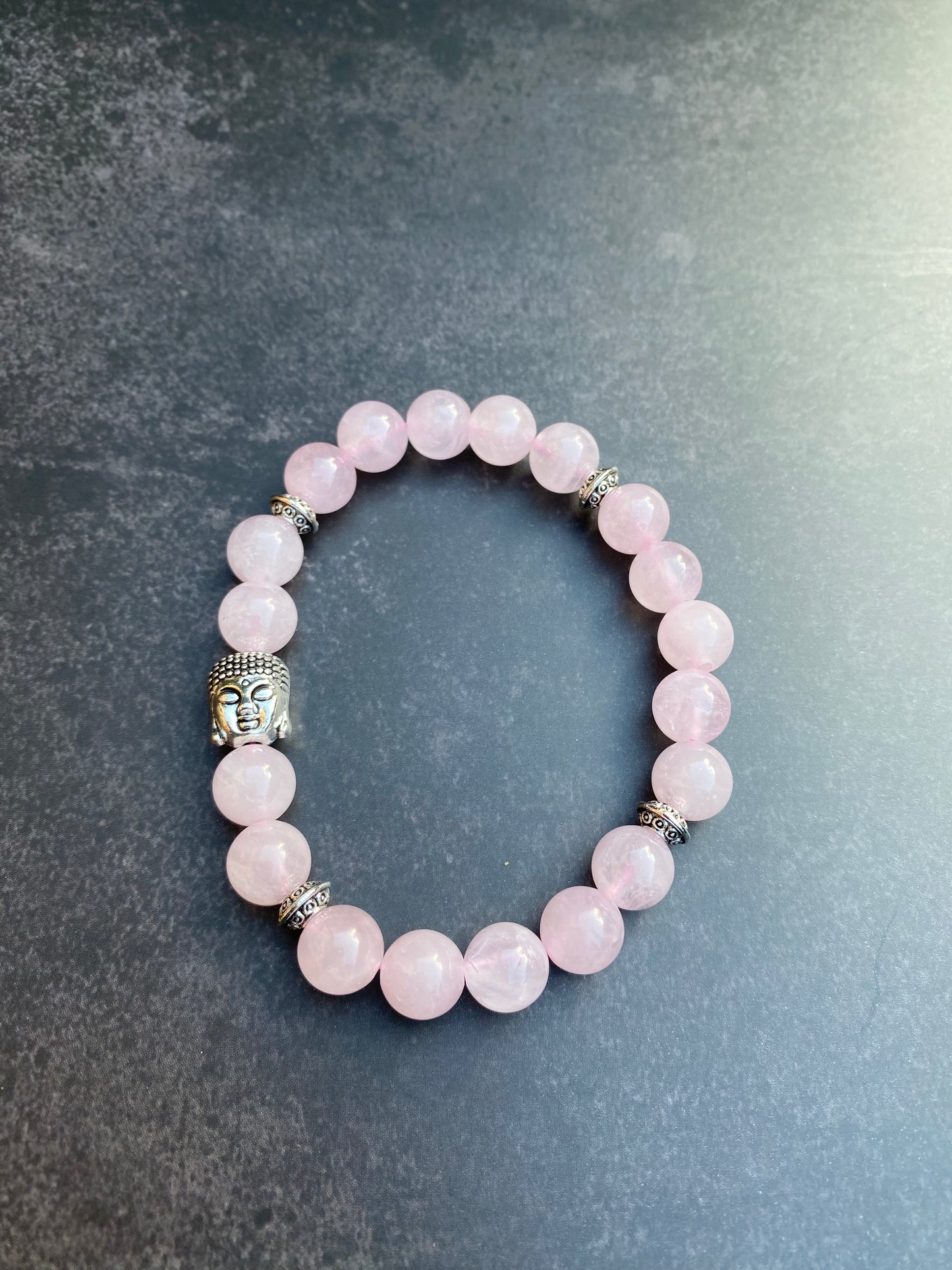 Rose Quartz Stretchy Bracelet with Buddha Bead