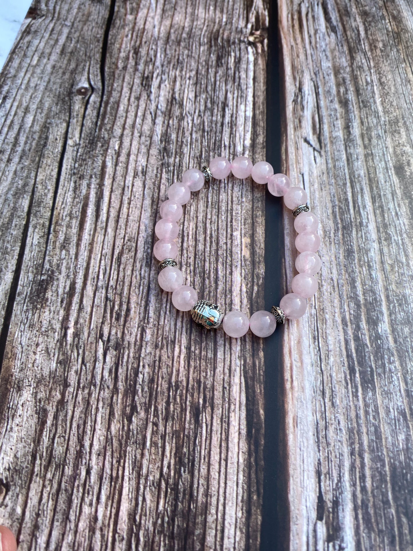 Rose Quartz Stretchy Bracelet with Buddha Bead