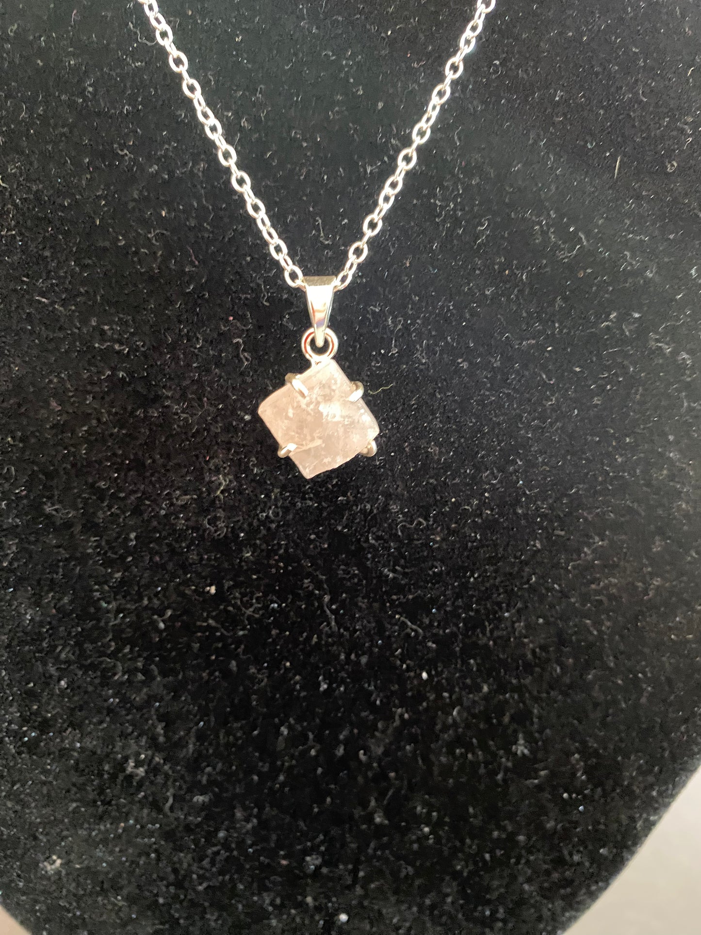 Rough Rose Quartz Sterling Silver Necklace