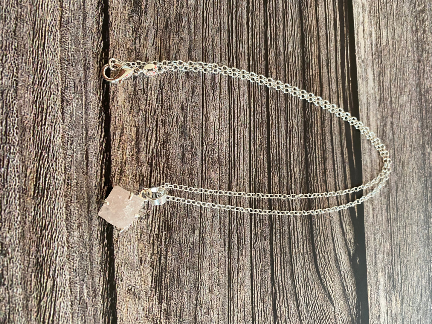 Rough Rose Quartz Sterling Silver Necklace