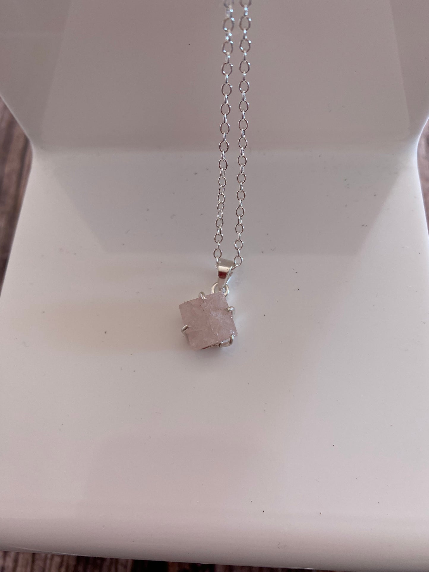 Rough Rose Quartz Sterling Silver Necklace