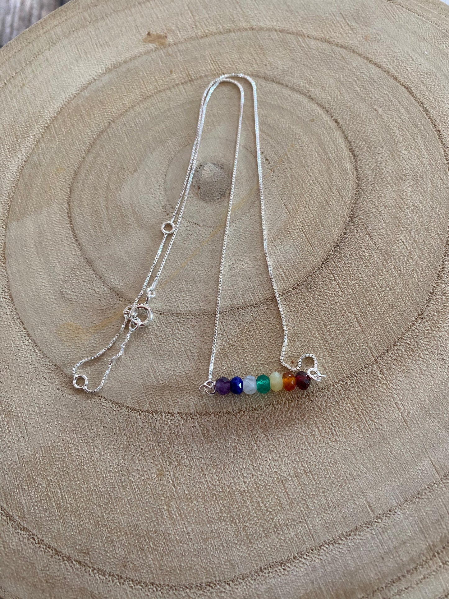 Chakra Gemstone Sterling Silver Necklace