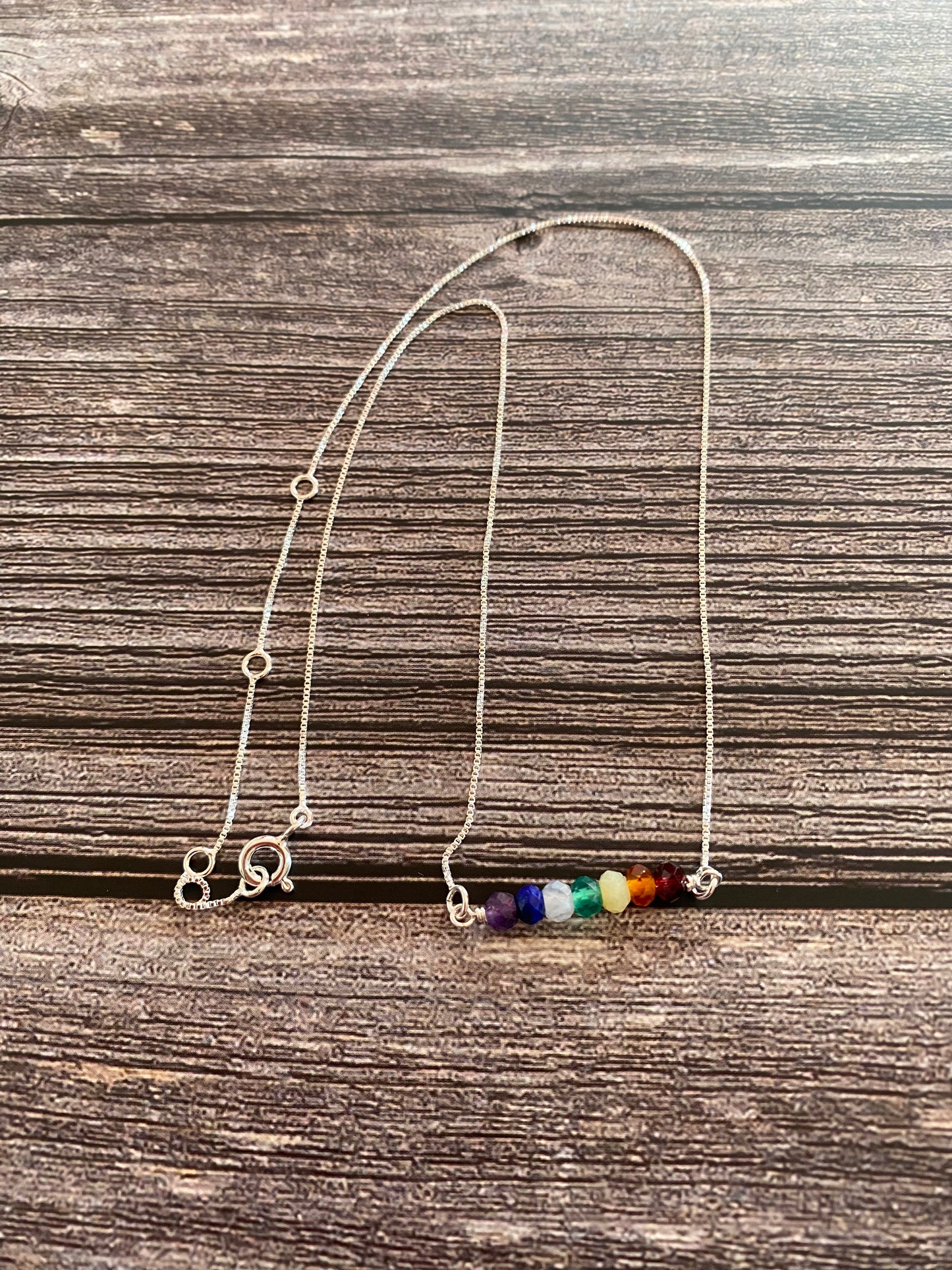 Chakra Gemstone Sterling Silver Necklace