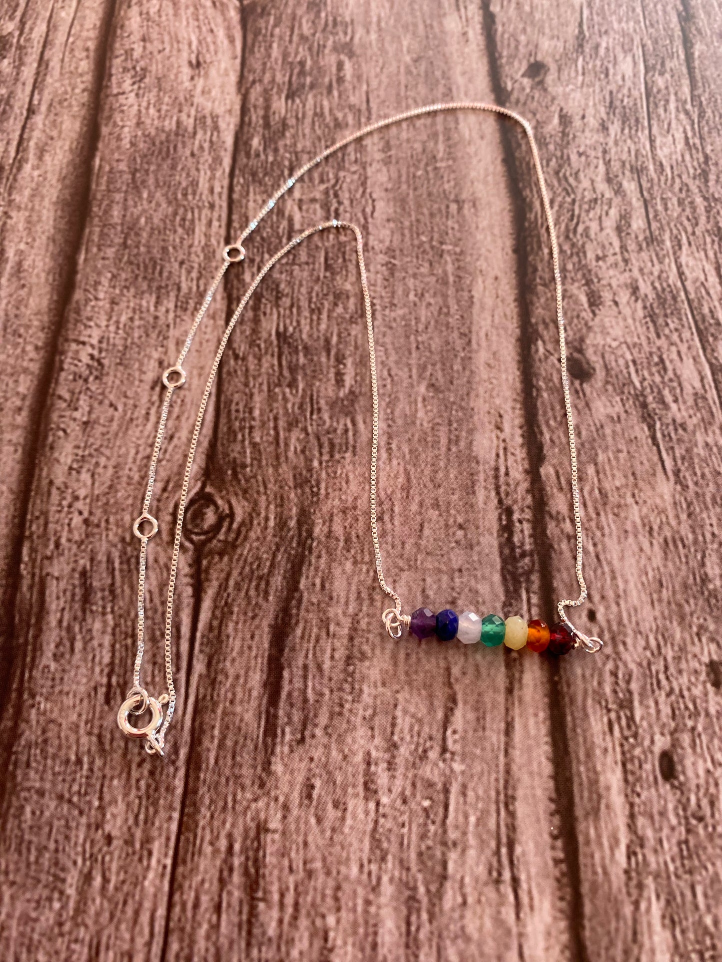 Chakra Gemstone Sterling Silver Necklace