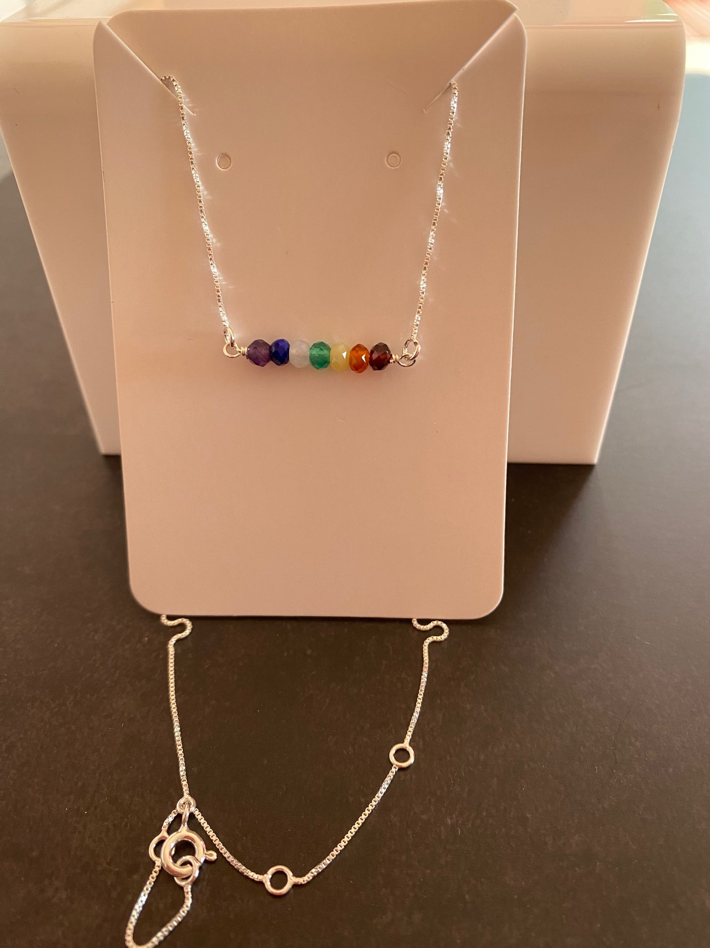 Chakra Gemstone Sterling Silver Necklace