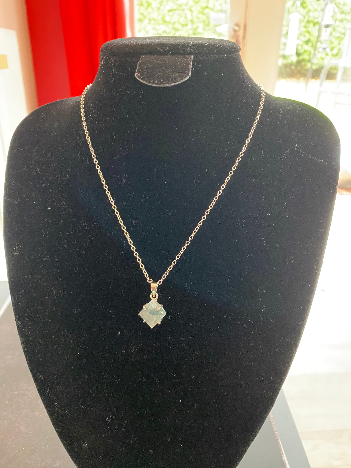 Rough Aquamarine Sterling Silver Necklace