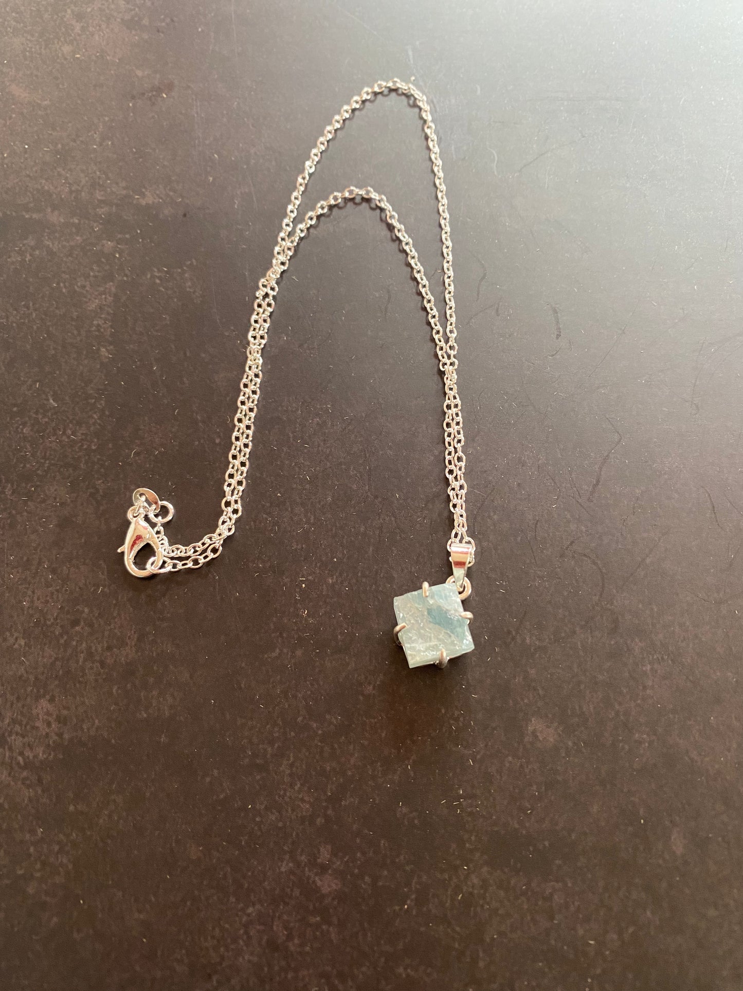 Rough Aquamarine Sterling Silver Necklace