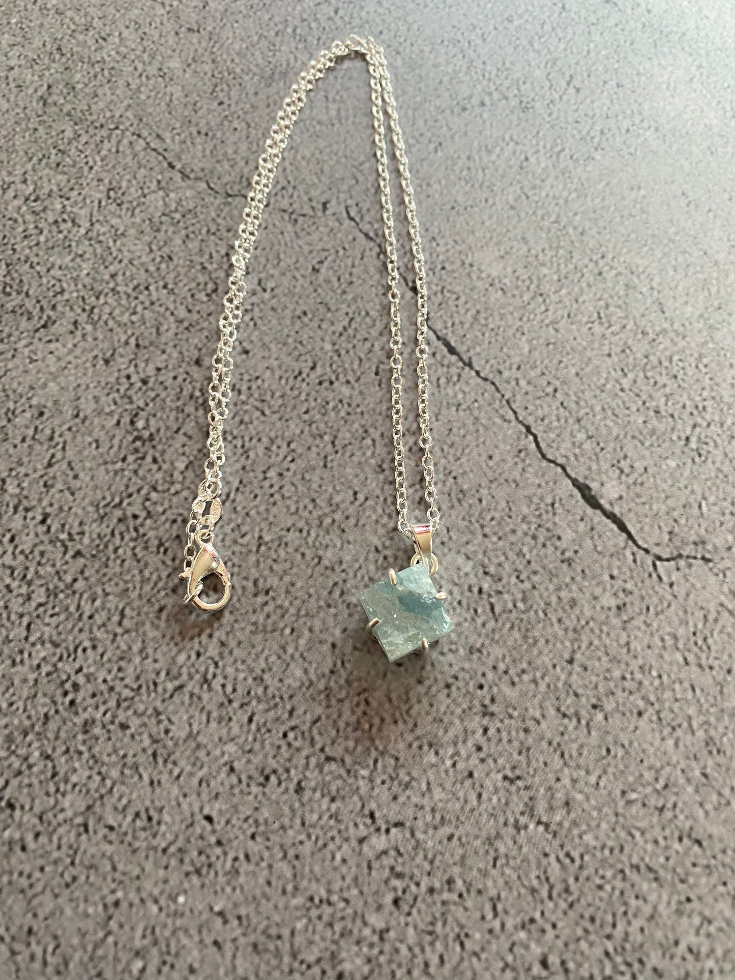 Rough Aquamarine Sterling Silver Necklace