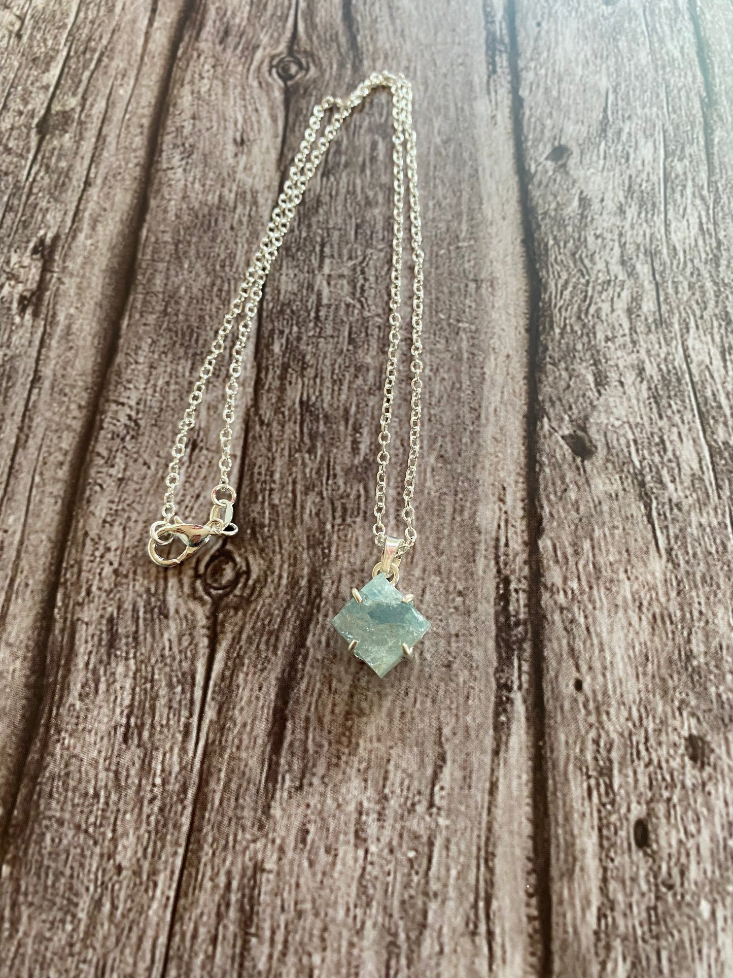 Rough Aquamarine Sterling Silver Necklace