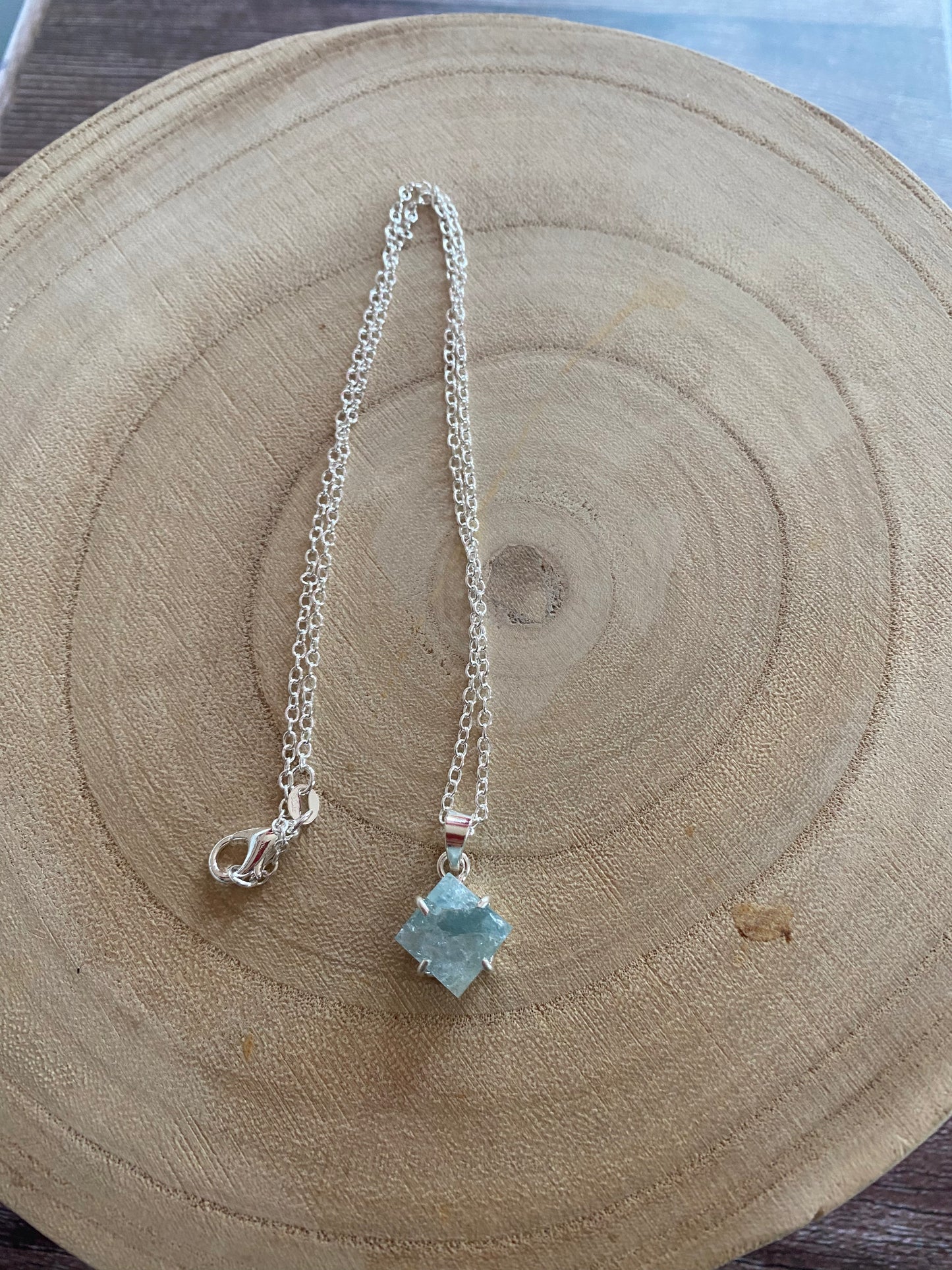 Rough Aquamarine Sterling Silver Necklace