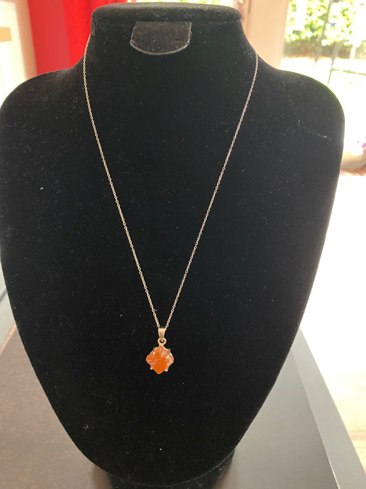 Rough Carnelian Sterling Silver Necklace