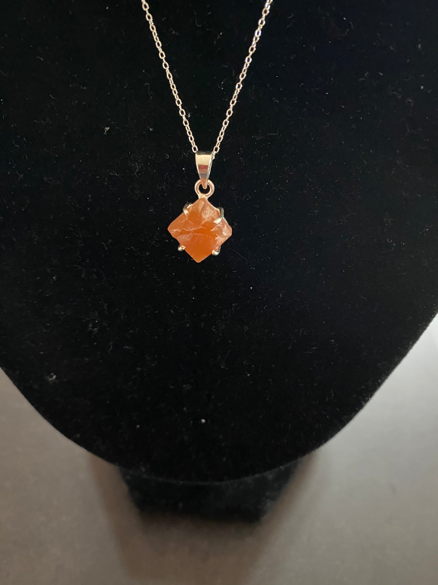 Rough Carnelian Sterling Silver Necklace