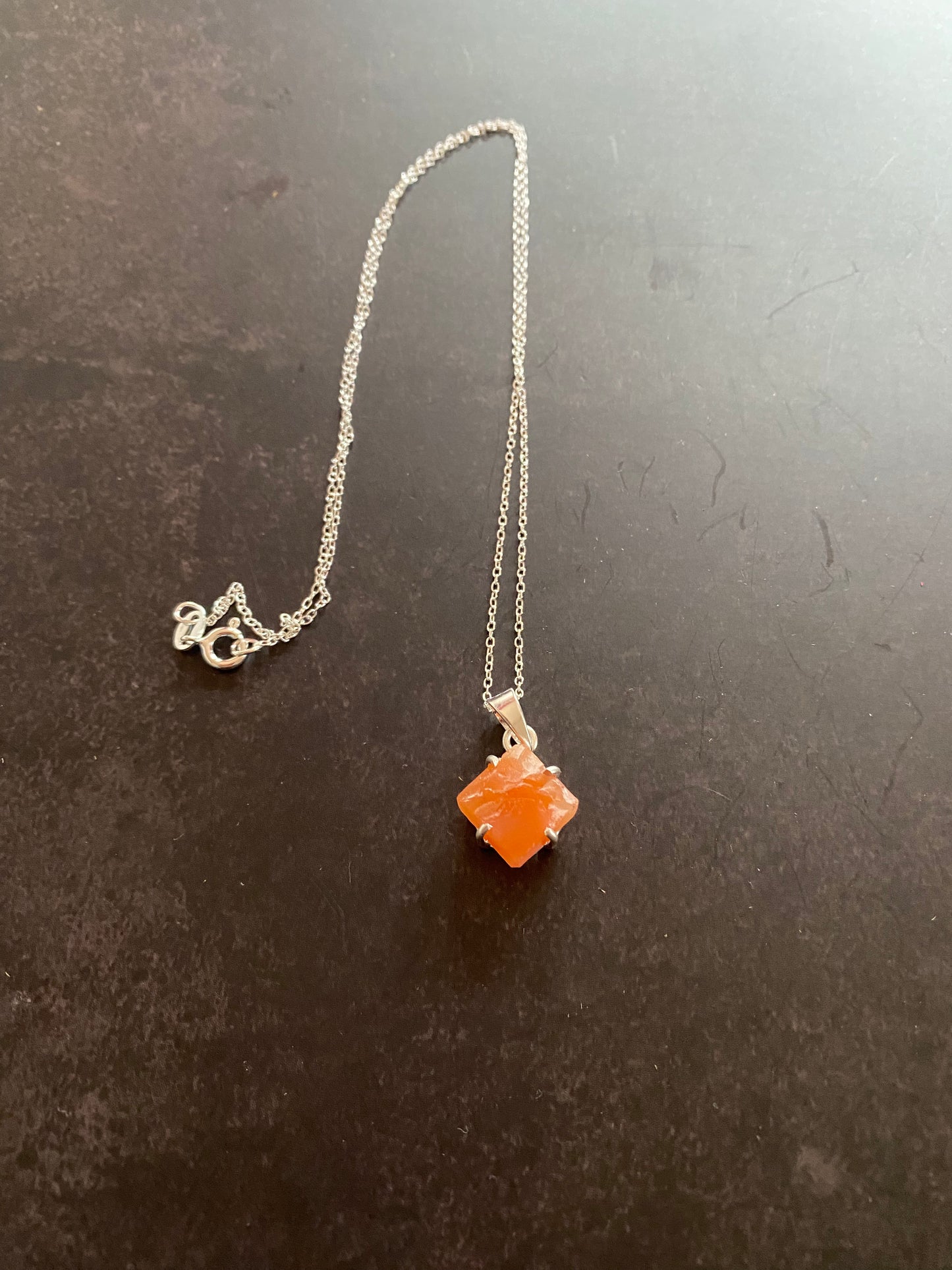 Rough Carnelian Sterling Silver Necklace