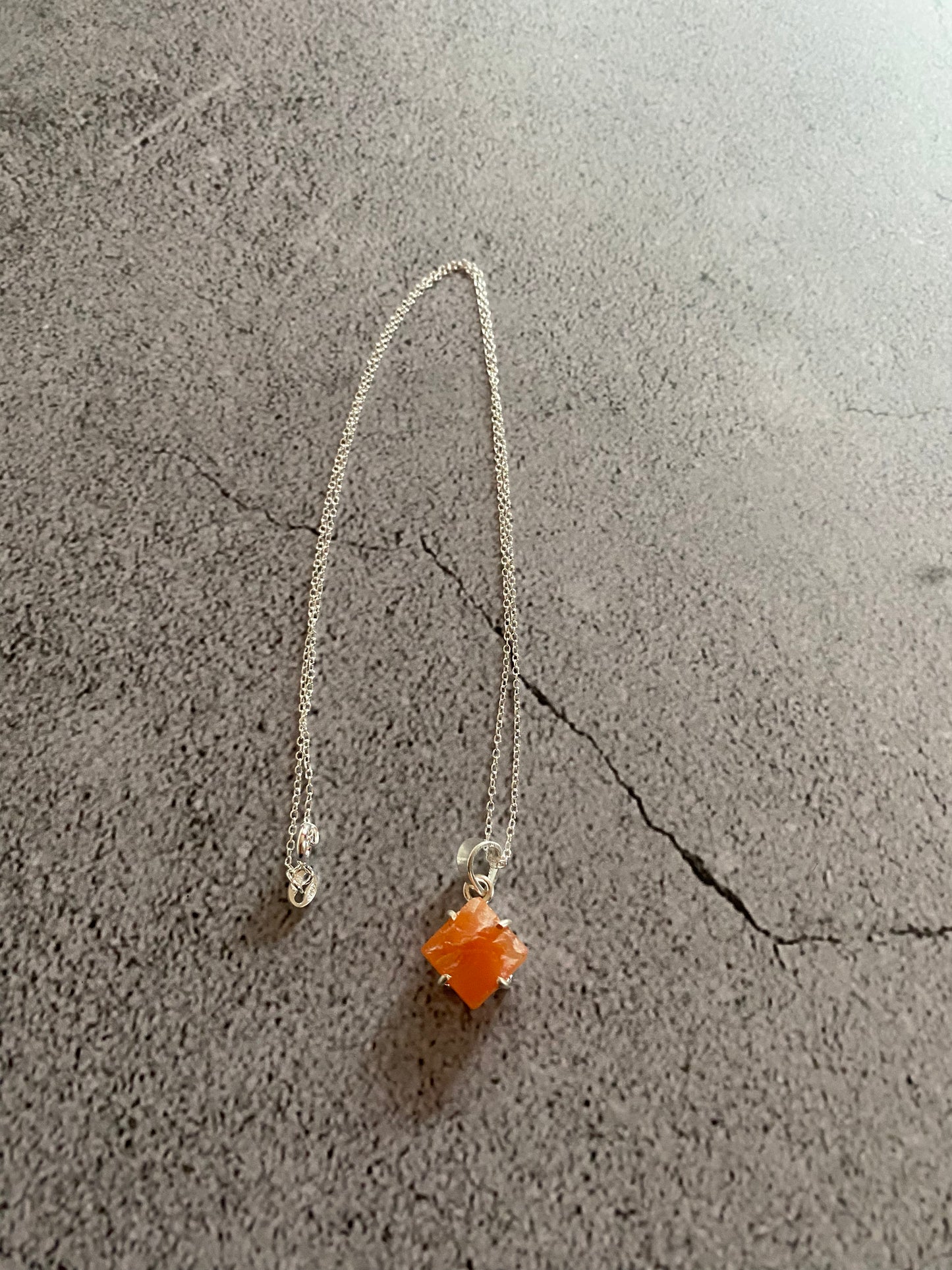 Rough Carnelian Sterling Silver Necklace