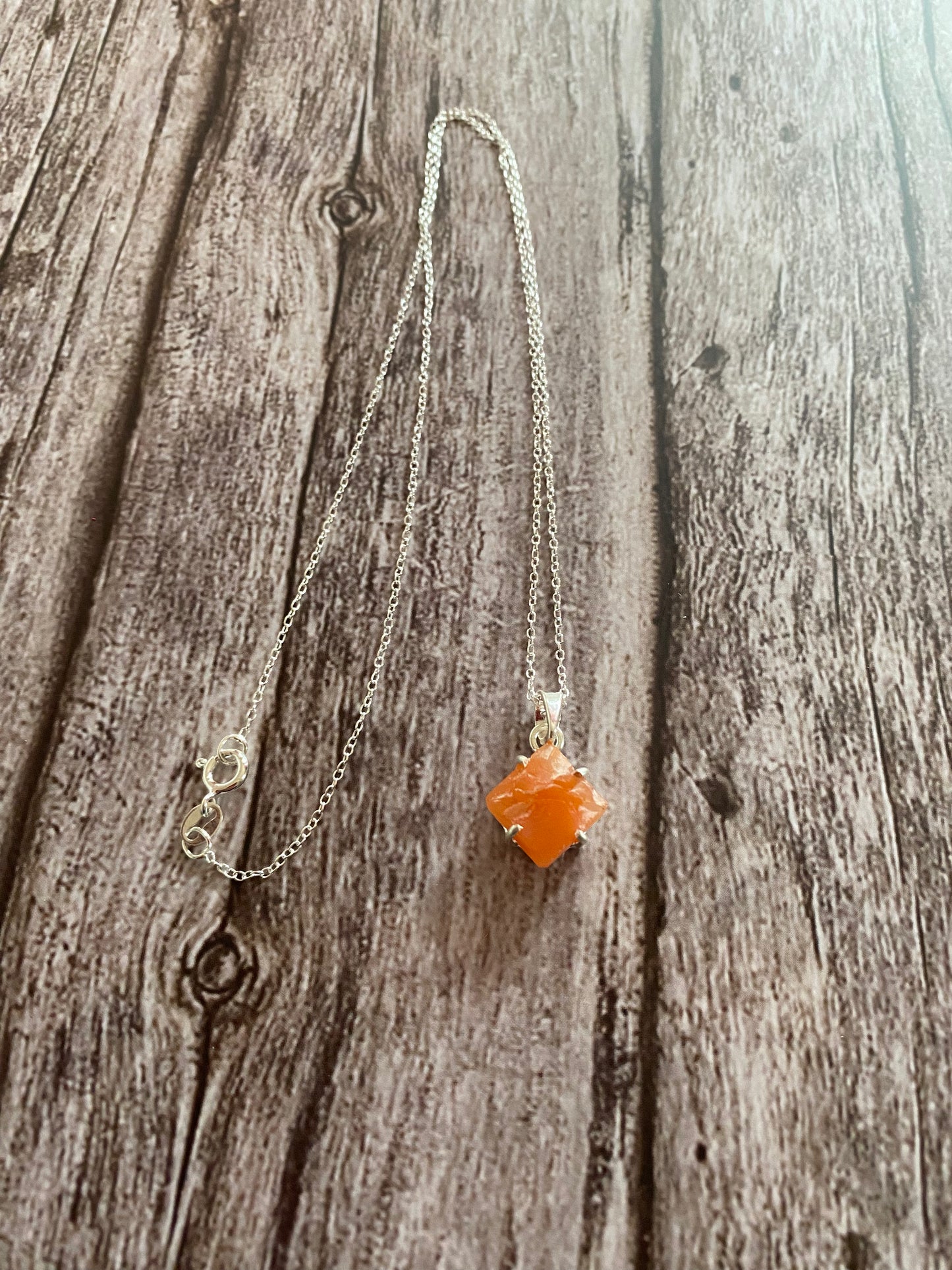 Rough Carnelian Sterling Silver Necklace