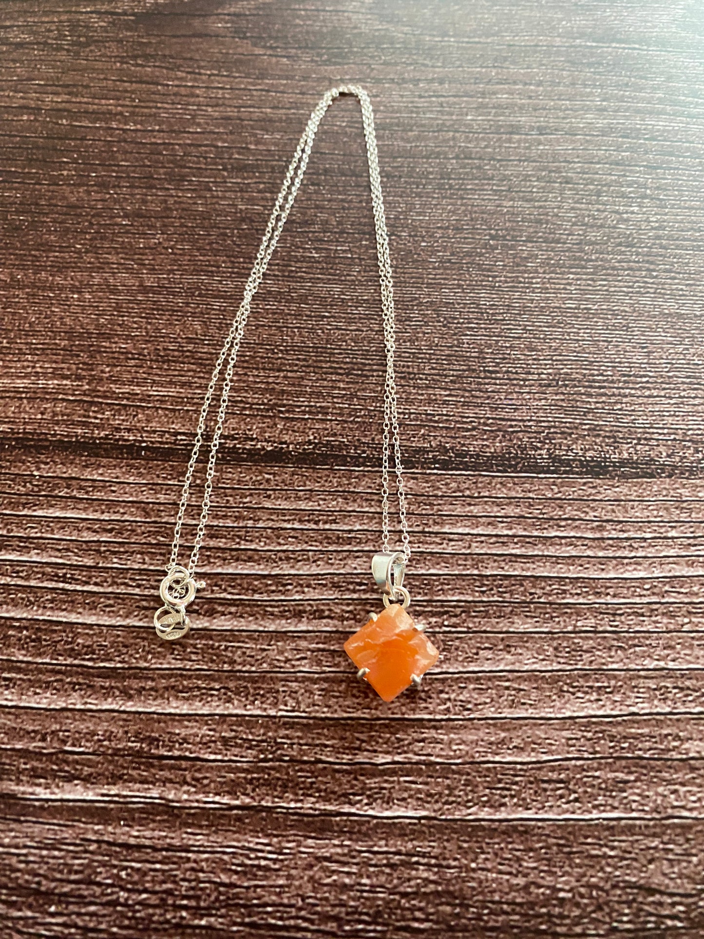 Rough Carnelian Sterling Silver Necklace