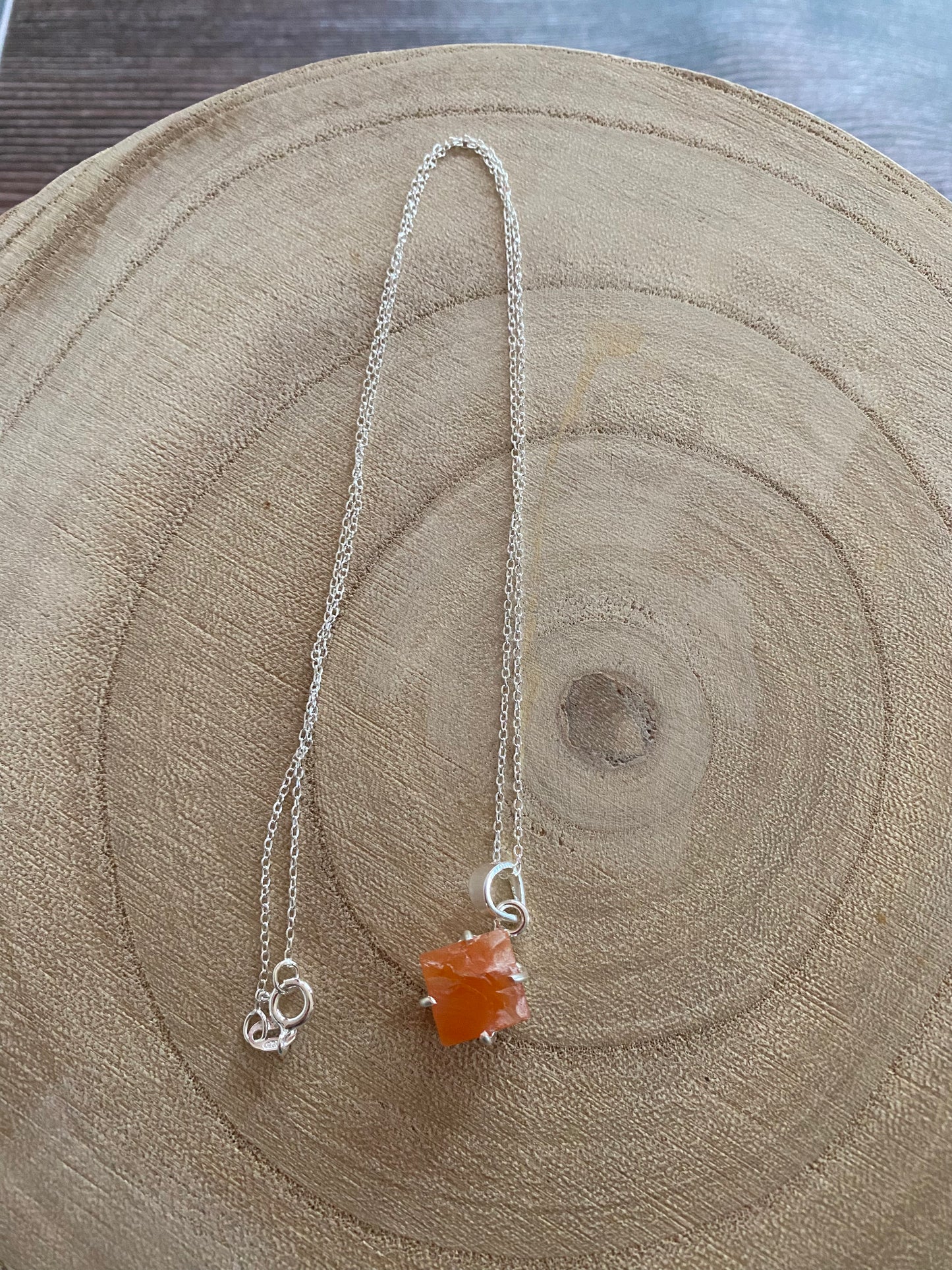 Rough Carnelian Sterling Silver Necklace