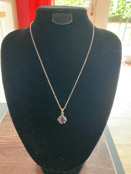 Rough Amethyst Sterling Silver Necklace