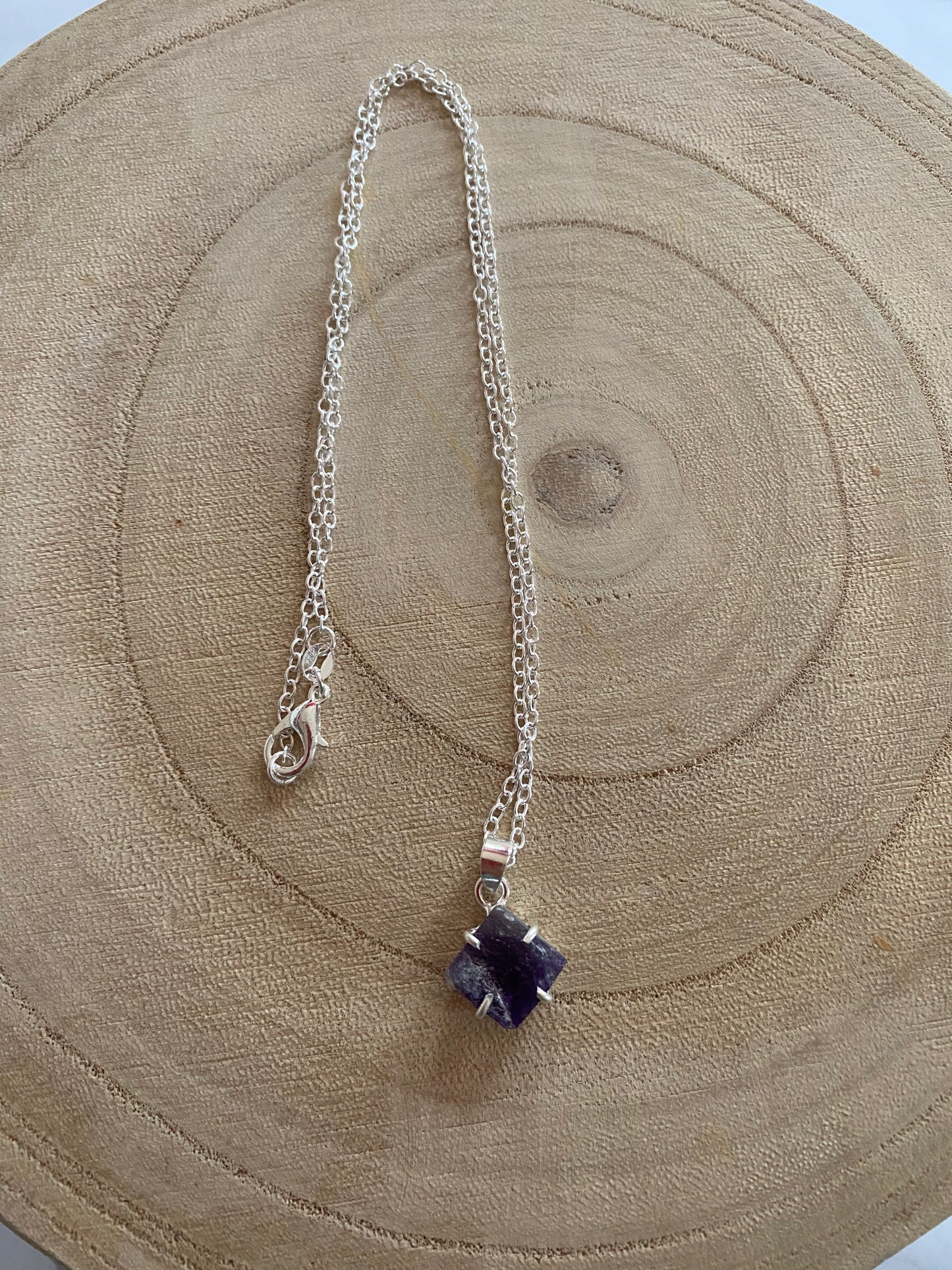 Rough Amethyst Sterling Silver Necklace