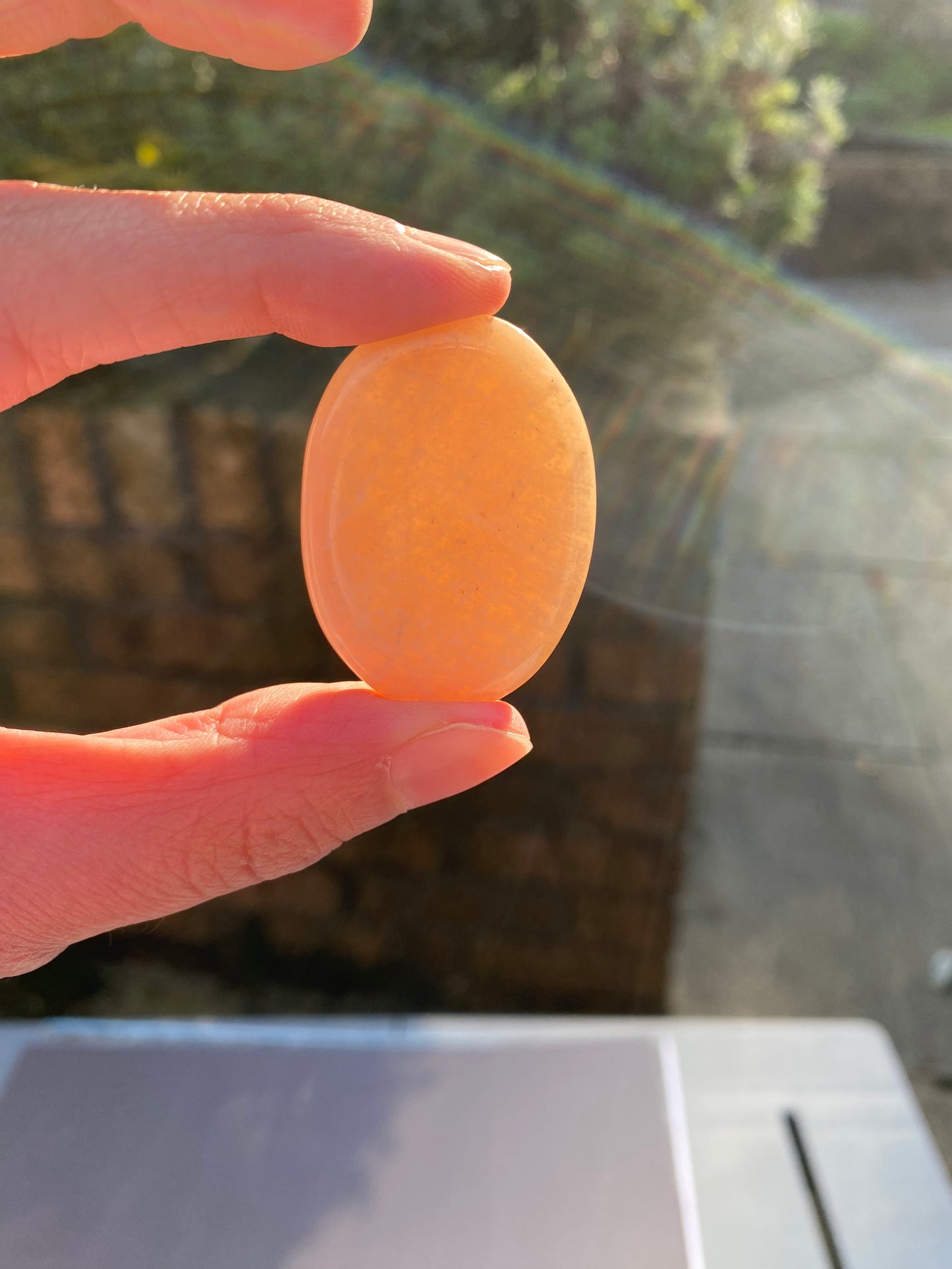 Peach Moonstone Worry/Thumb Stone