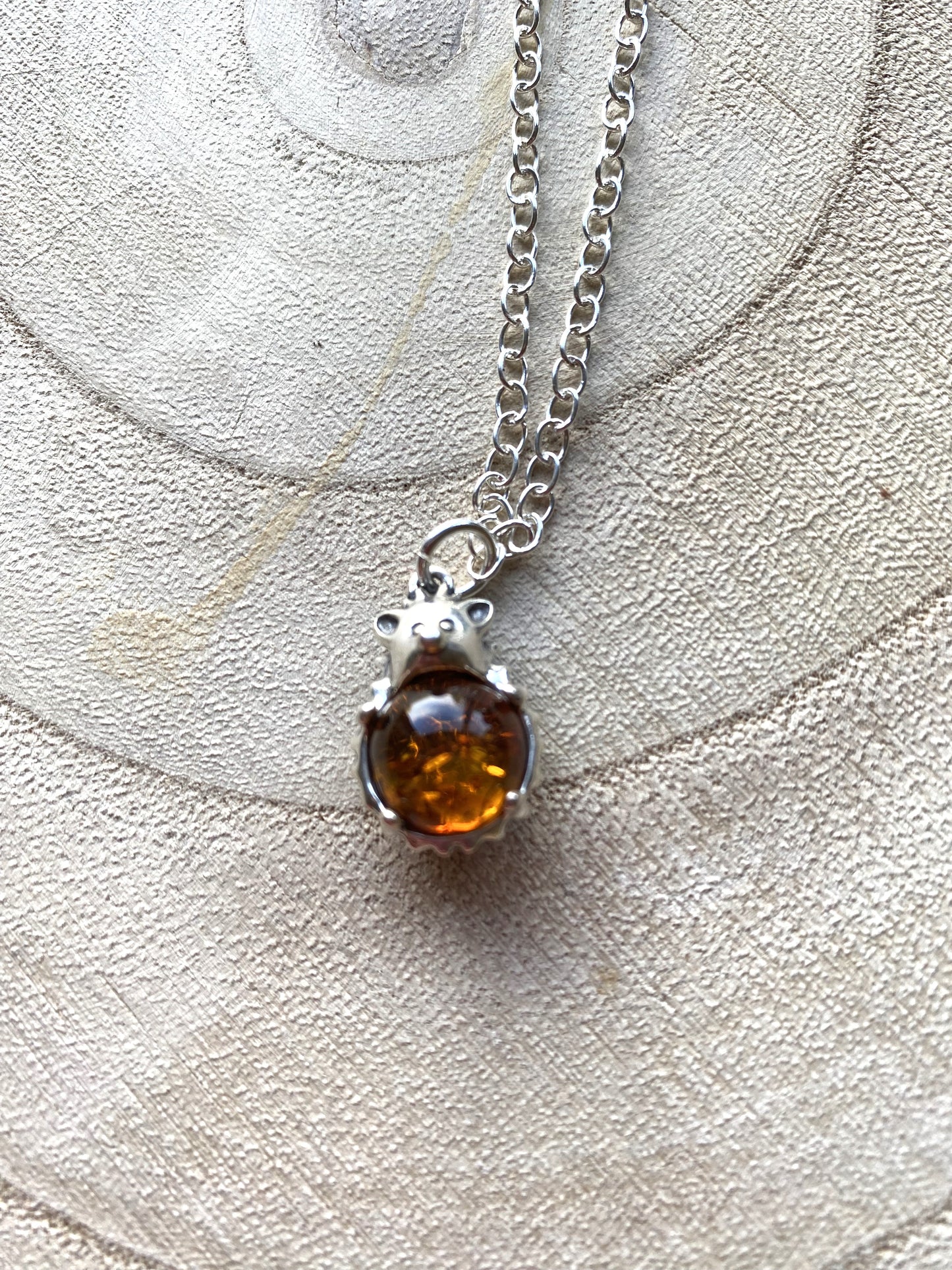 Baltic Amber Hedgehog Sterling Silver Bracelet